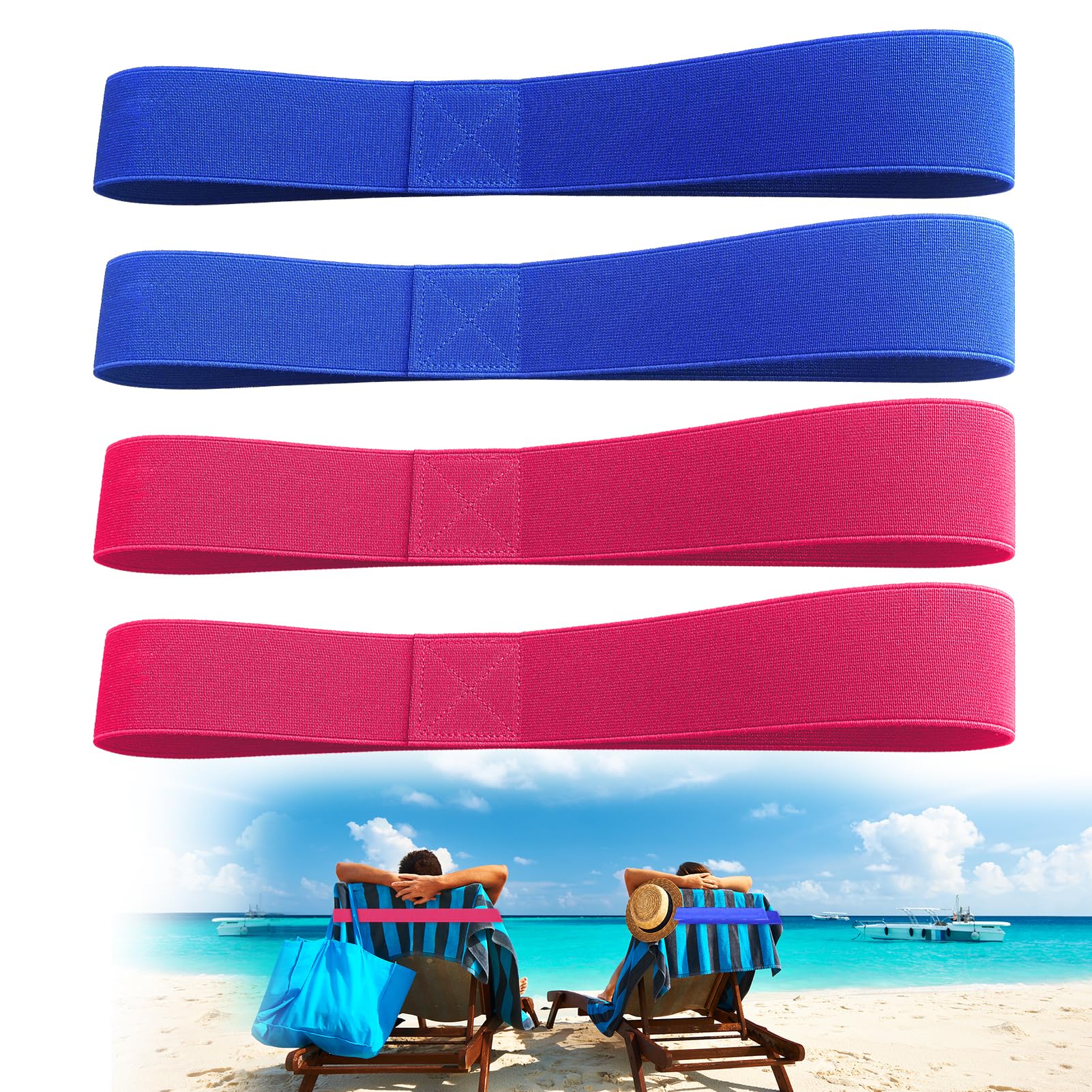 Cruise Essentials Fasce Per Asciugamani Regolabili - Confezione Da 4 Cinghie Elastiche Per Sedie A Sdraio, Lettini E Piscina, Colori Vivaci - 5