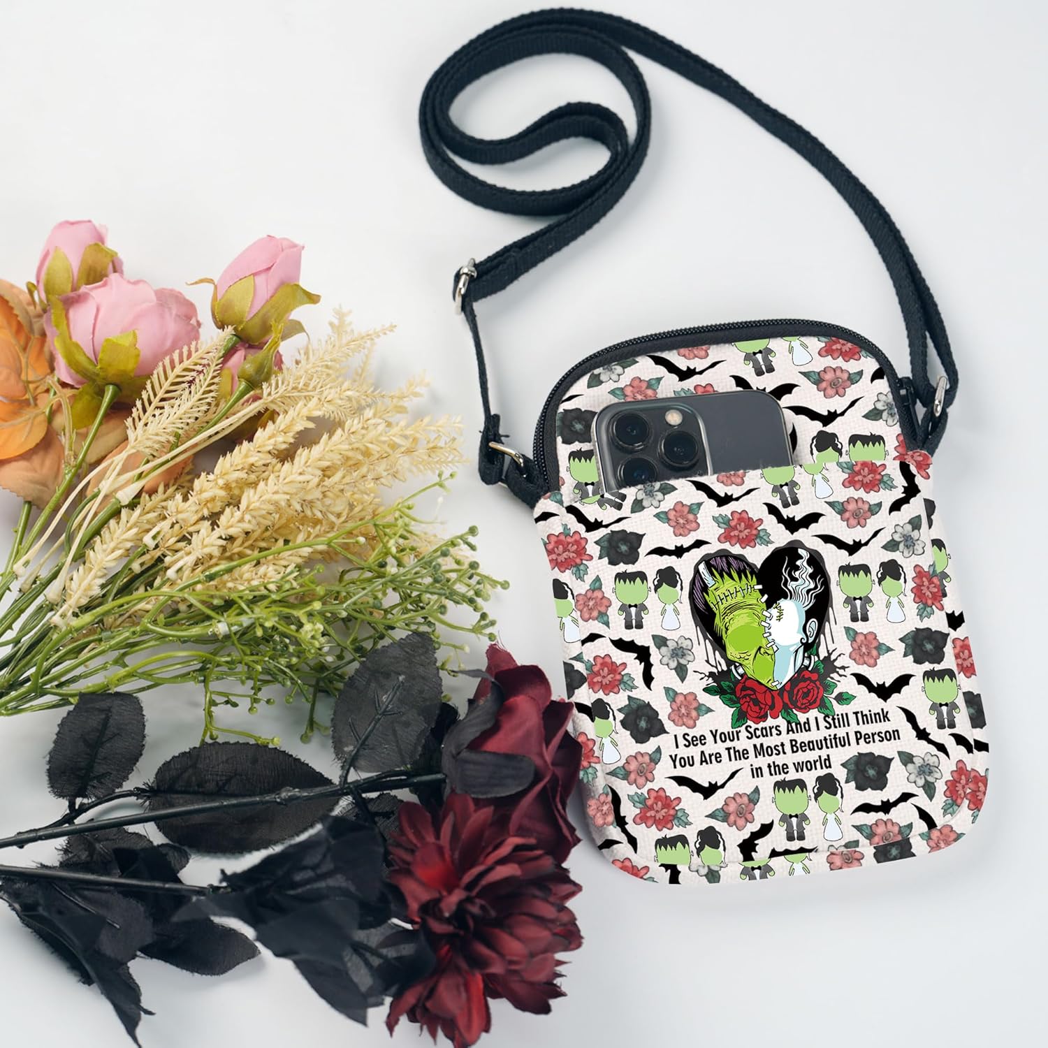 TOBGBE Horror Movie Merch Gifts Gothic Bride & M Love Crossbody Bag I See Your Scars Halloween Horrors Fans Shoulder - Image 5