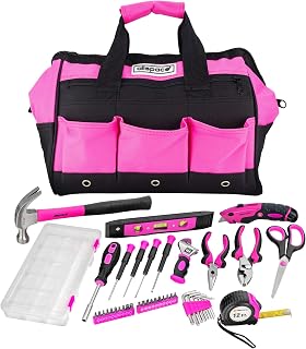 ALLSPACE Pink Tool Bag with 43 Piece Pink Tools, Tool Set for Women, Screwdrivers, Hammer, Ladies Hand Tools, Craft and DIY - 240214