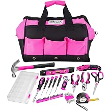 Pink Tool Bag with 43 Piece Pink Tools, Tool Set for Women, Screwdrivers, Hammer, Ladies Hand Tools, Craft and DIY - 240214