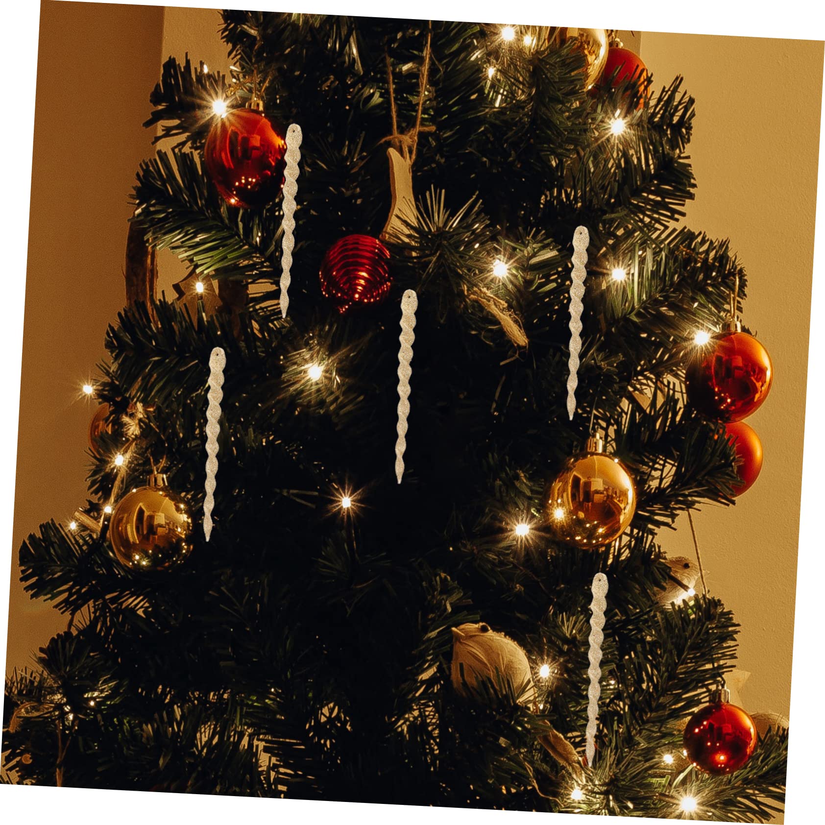 IMIKEYA 240 STK Zwiebel-Pulver- -Schnee-Nadel Christbaum anhänger christbaumanhänger Weihnachtsdekorationen weihnachtsschneeflockeverzierung Partyzubehör Christbaumschmuck Plastik Golden