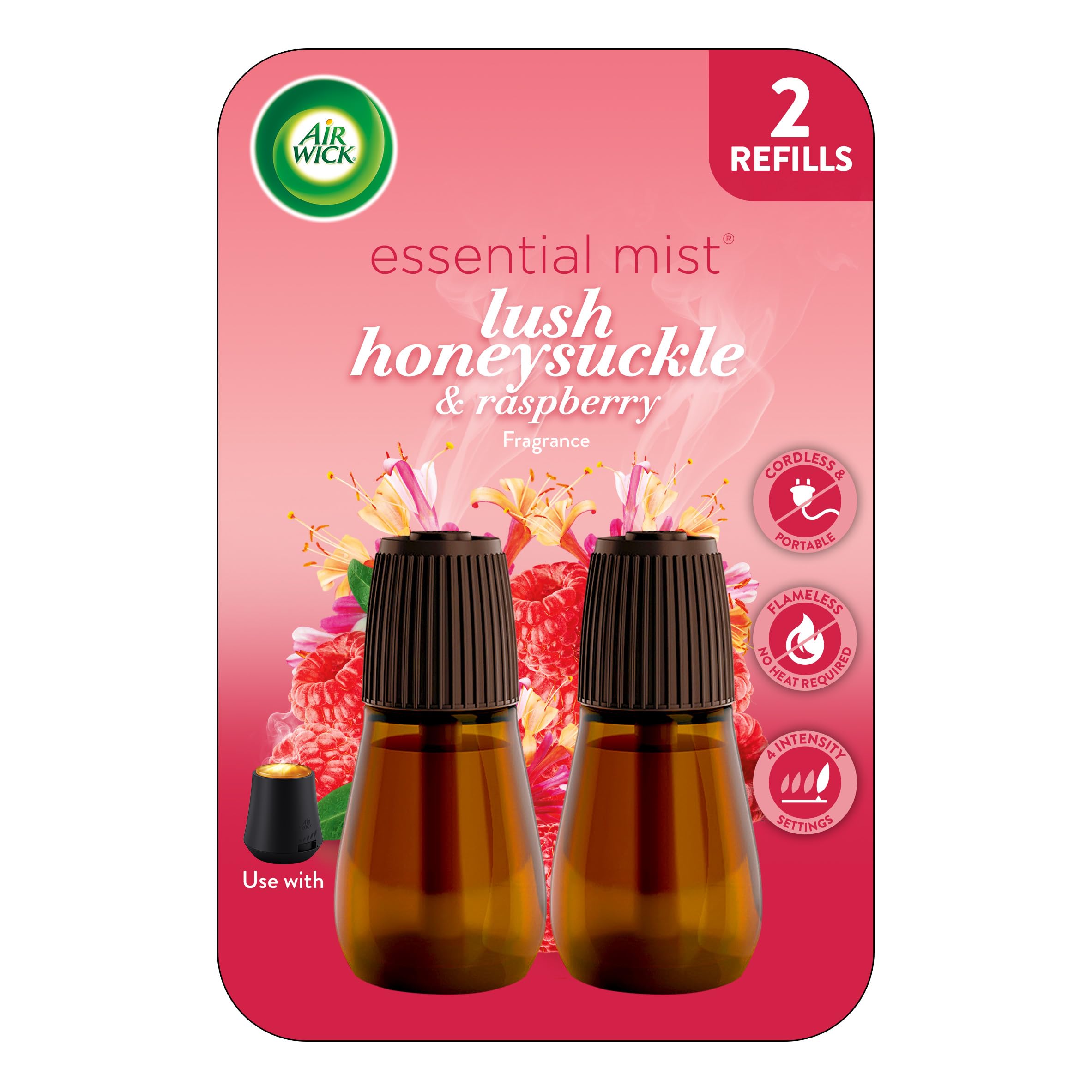 Photo 1 of ** missing one **
Air Wick Essential Mist Refill, 2 ct, Lush Honeysuckle & Raspberry, Essential Oils Diffuser, Air Freshener