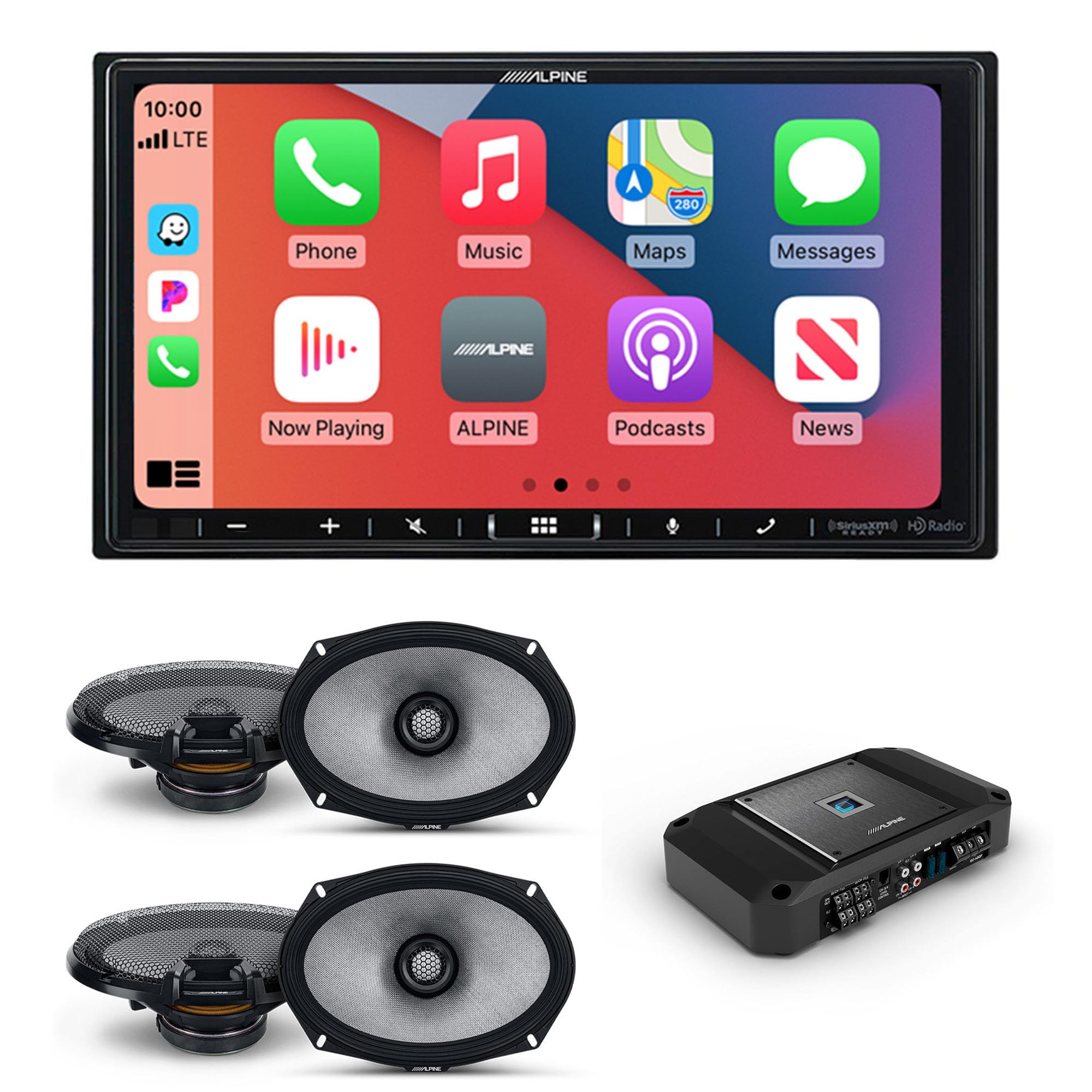 Alpine iLX-407 Shallow Chassis 7-Inch Receiver w/ R2-A60F 4 Channel Amp &. (2) Pairs of R2-S69 6x9