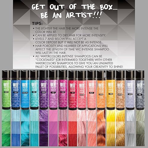 Miniatura 7 de Watercolors - Champú sin sulfato para depósito de color, mantiene y mejora la coloración del cabello, tintas de agua, lavado rojo intenso (paquete