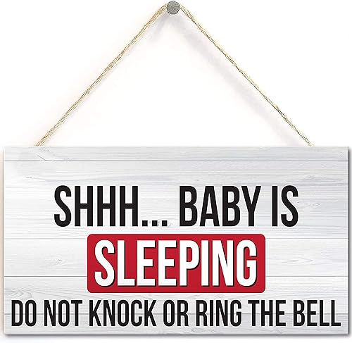 Buslint Shh. Baby Is Sleeping Do Not Disturb - Placa colgante para puerta de bebé, 12 x 6 pulgadas (azul marino-54)