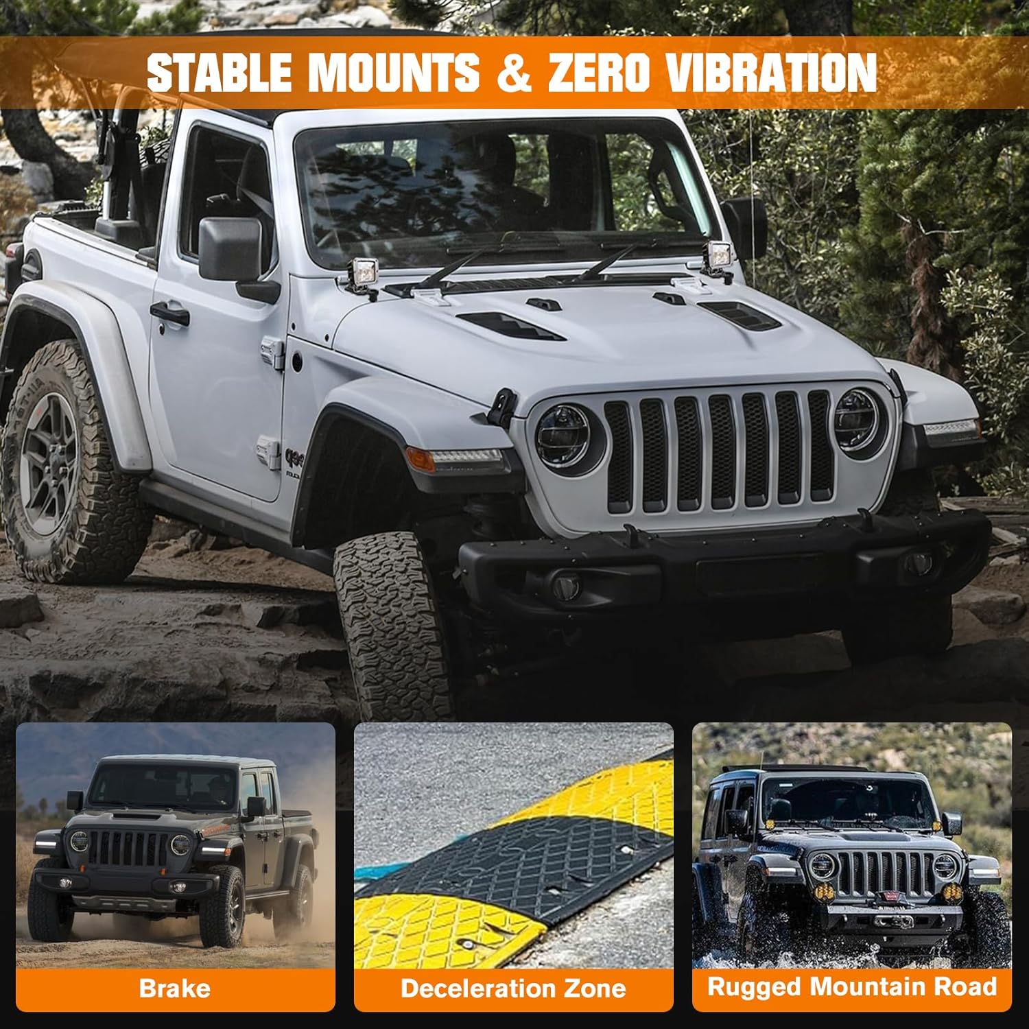 Dual Light Bar Hood Mounting Brackets for 2018-2025 Jeep Wrangler JL JLU 4xe Gladiator JT Accessories, Ditch Light Cowl Mounts Fog Light Mount A-Pillar LED Light Pod Brackets, 2 Count