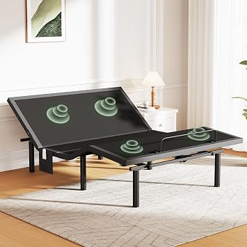 Marsail Full Adjustable Bed Base with Massage, 4 Ports USB A&C Bed Frame with Under-Bed Nightlight, 3 Minutes Fast Assembly, Wireless Control Adjustable Bed with 4 Height Options