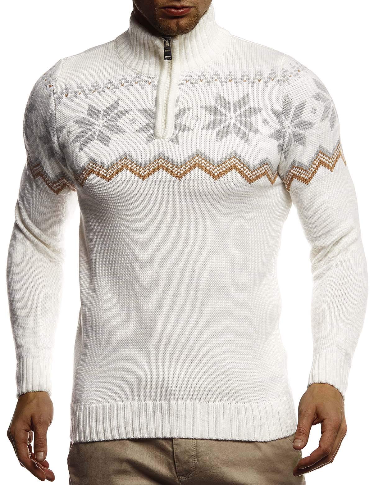 Leif Nelson Herren Strickpullover Pullover Norwegerpullover Winterpullover Norweger Muster Grobstrickpullover Männer Pulli für Weihnachten Winter SIM Fit LN20758