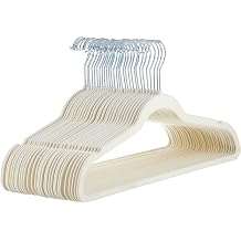 Amazon Basics Slim Velvet Non-Slip Space Saving Suit Clothes Hangers, Closet Organizer, Ivory/Beige, 30-Pack