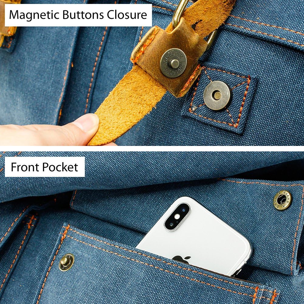 Messenger Bag for Laptop Vintage Canvas Leather Crossbody Satchel Shoulder Computer Bag Travel Office Messenger Bag - Image 5