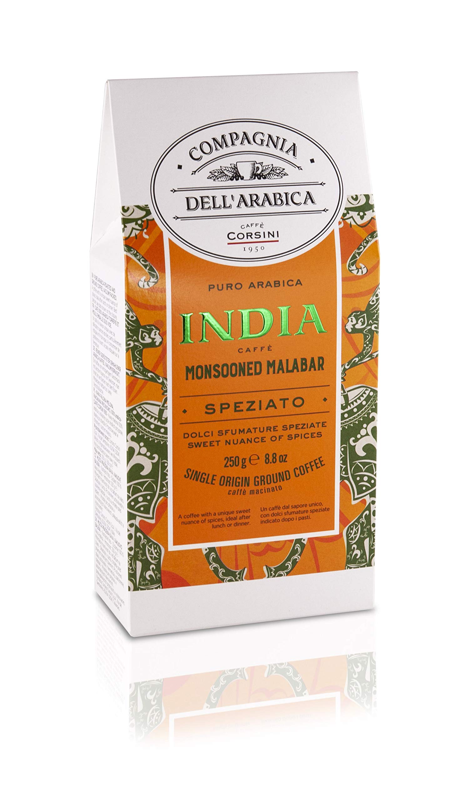 Caffè Corsini Compagnia Dell'Arabica, Tris of ground coffee, Brazil Colombia India, Arabica, Monorigine Specialty Coffee, Pack of 3 Coffees, 3 x 250 g