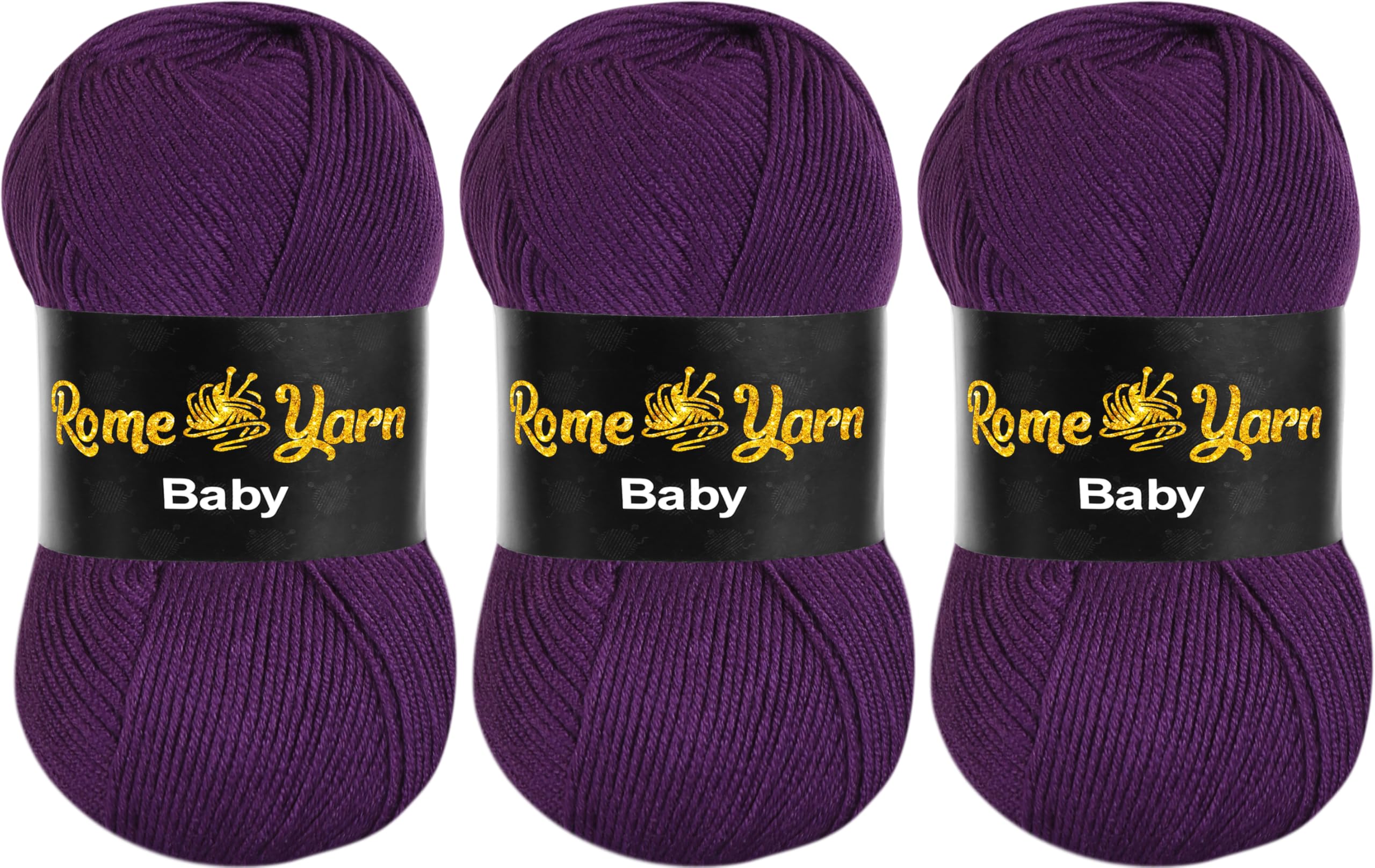 Baby Yarn | 3 x 100g | #3 Light Worsted DK Anti-Pilling Acrylic Wool for Knitting and Crochet (721 Purple)