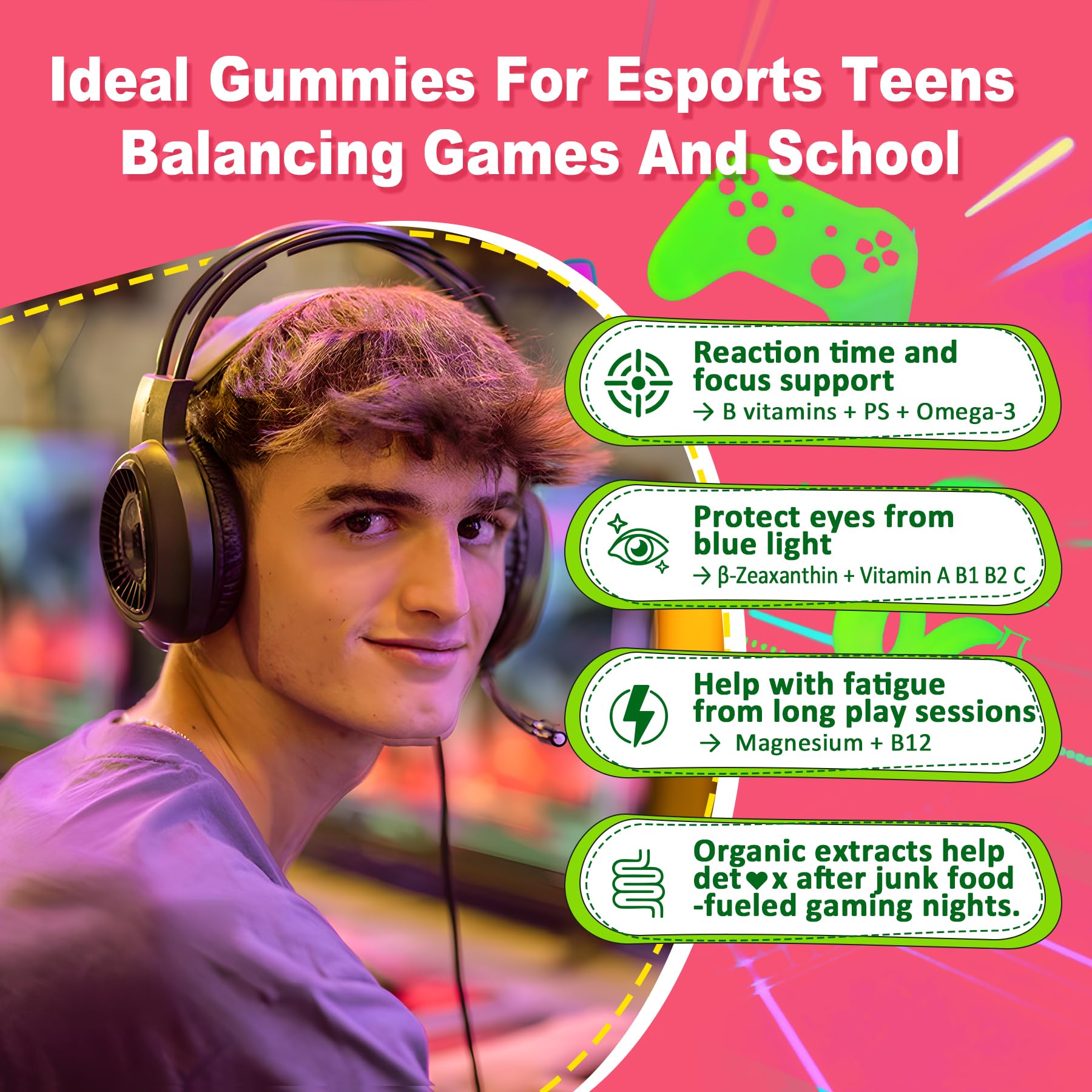 Nextdia Multivitamin Gummies with Iron for Teen Boys Girls 12-17, Kids/Children & Teenagers Ages 10–19 Vitamins w/Omega 3, Magnesium, Zinc, Multi-Minerals for Adolescent Daily Health, Sugar Free, 1P — Amazon image 6