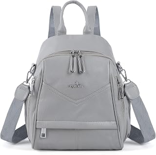 Angel Kiss Small Backpack Purse for Women,Soft Vegan Leather Roomy Backpacks,Designer Ladies Shoulder Backpack Fashion Handbag with Removable Strap,Grey