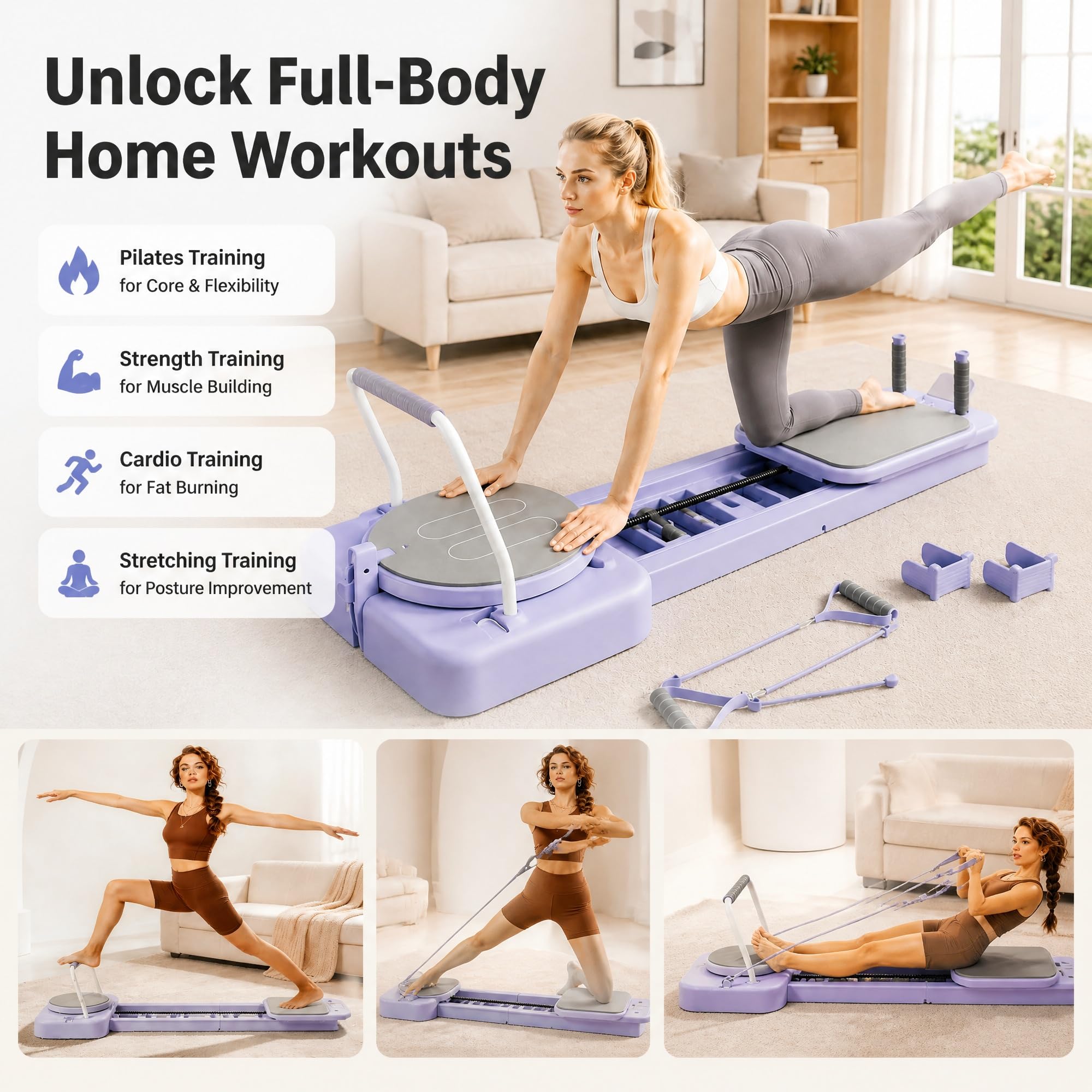 Niezbędne w domowej siłowni, łóżko Mini Pilates Core — wielofunkcyjny trenażer fitness