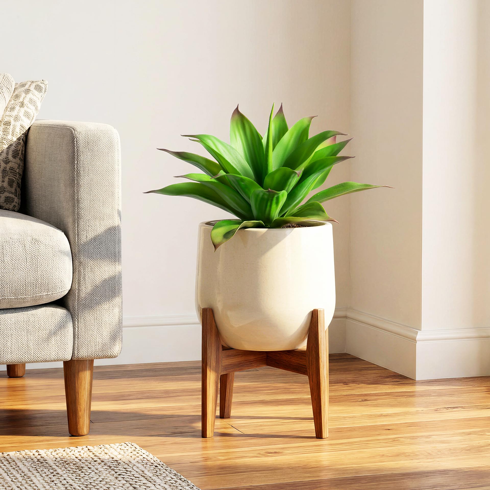 Grandes plantes d'agave artificielles résistantes aux UV pour décoration d'intérieur et d'extérieur Vert 38,1 cm