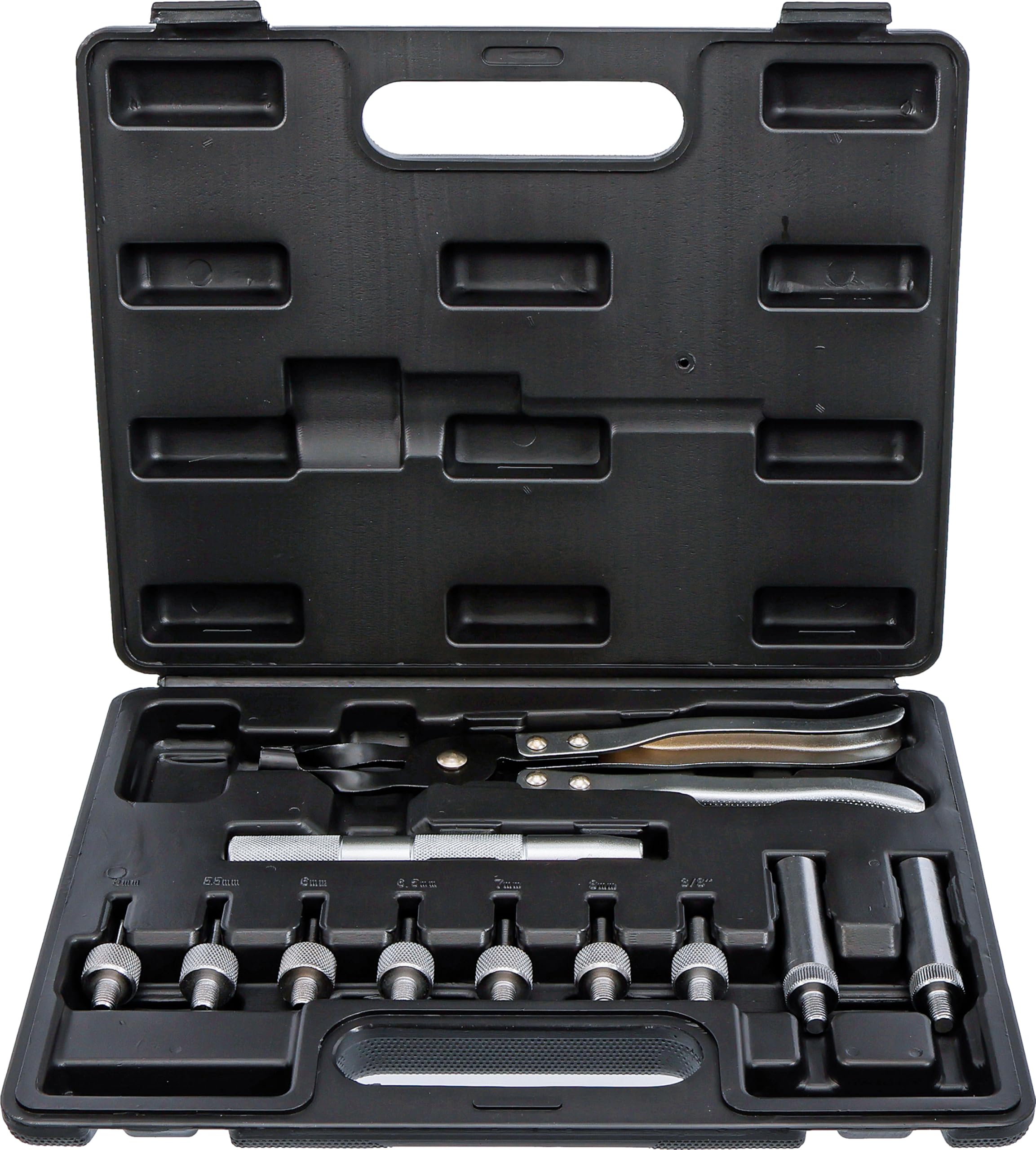 BGS Diy 1783 | Kit de montage pour joints de queue de soupape | Pince de démontage | Mandrin de montage | Adaptateur 5 mm, 5,5 mm, 6 mm, 6,5 mm, 7 mm, 8 mm, 10 mm (3/8")