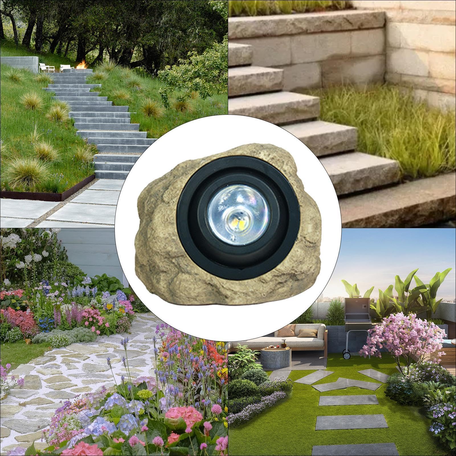Solar-Steinleuchte Dekorativ und wasserdicht | Außenbereich Dekorative Gartensteine Für Gehwege, Wege, Terrasse, Einfahrt, Rasen, Stufen, Hof, Solarbetriebene