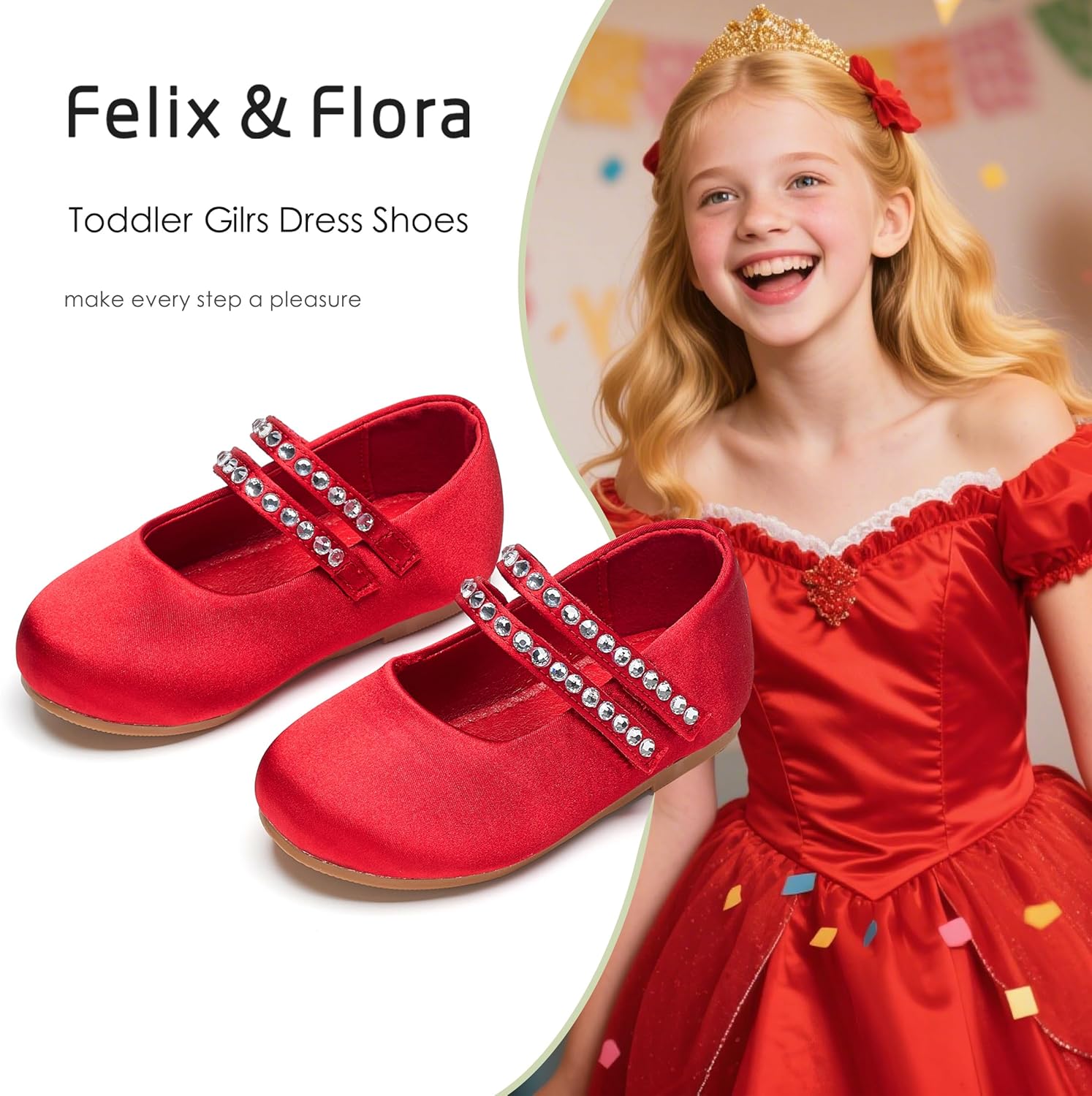 Felix & Flora Toddler Flower Girl Dress Shoes - Baby Girl Ballet Mary Jane Flats for Party School Wedding - Image 4