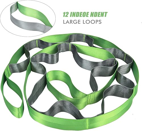 Miniatura 3 de SANKUU - Correas de yoga para estiramiento con 12 bucles, póster de entrenamiento, correas para estiramiento, equipo de terapia física, bandas