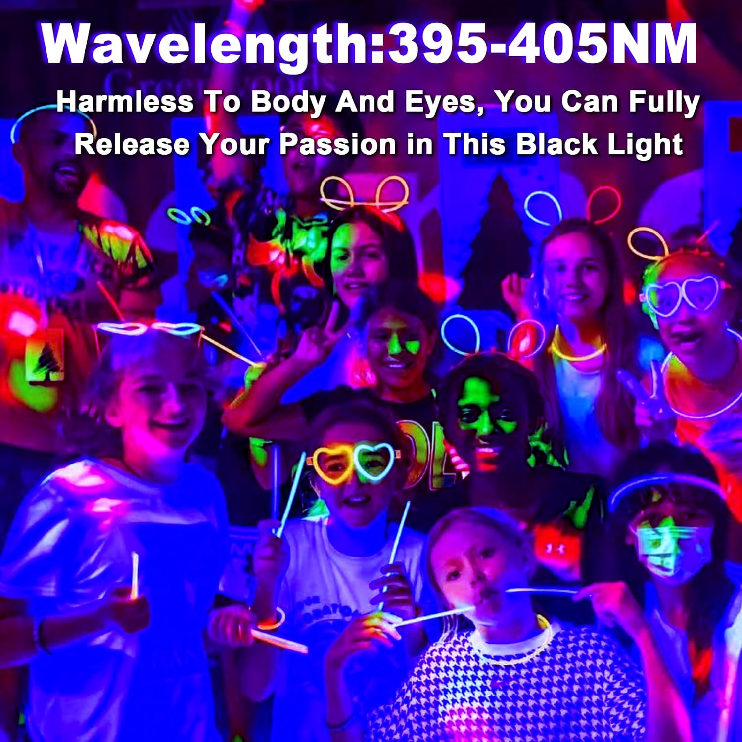 Eleganted 2 Pack 100W LED UV Black Light, Powerful Blacklight Flood Light with Plug and Switch, IP66 Waterproof, 395-405nm Blacklight Lamp for Party Body Paint Fluorescent Poster Halloween