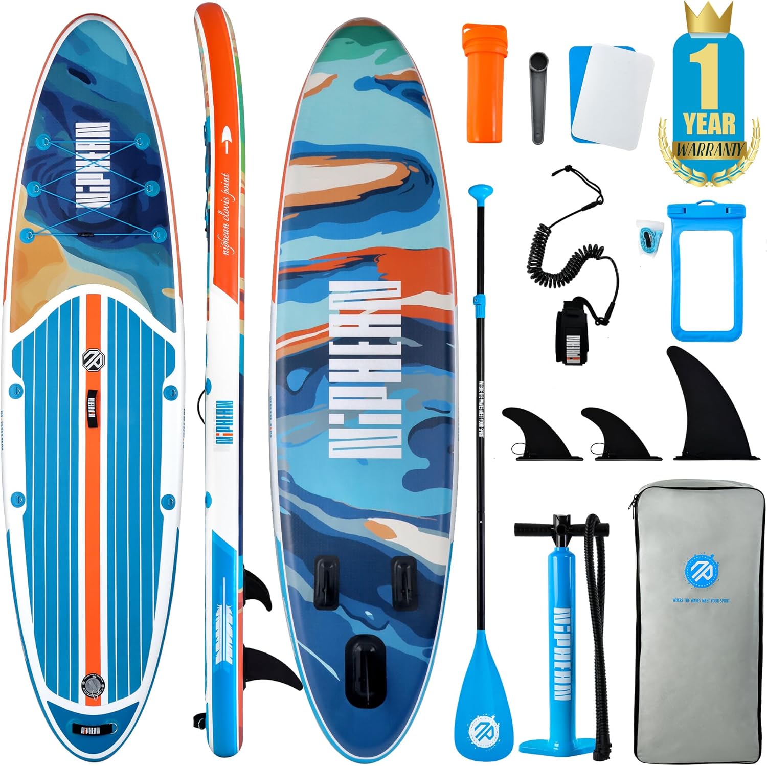 Niphean Inflatable Stand Up Paddle Board with SUP Accessories, Anti
