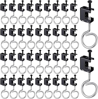 Tandefio 50 Set 1/4"-20 Spring Steel Beam Clamps Metal Beam Hangers Bolt on Clamp with Metal Machine Threaded Bridle Rings for Pipe Cable Woodworking Tool (1 1/4 Inch Bridle Rings)