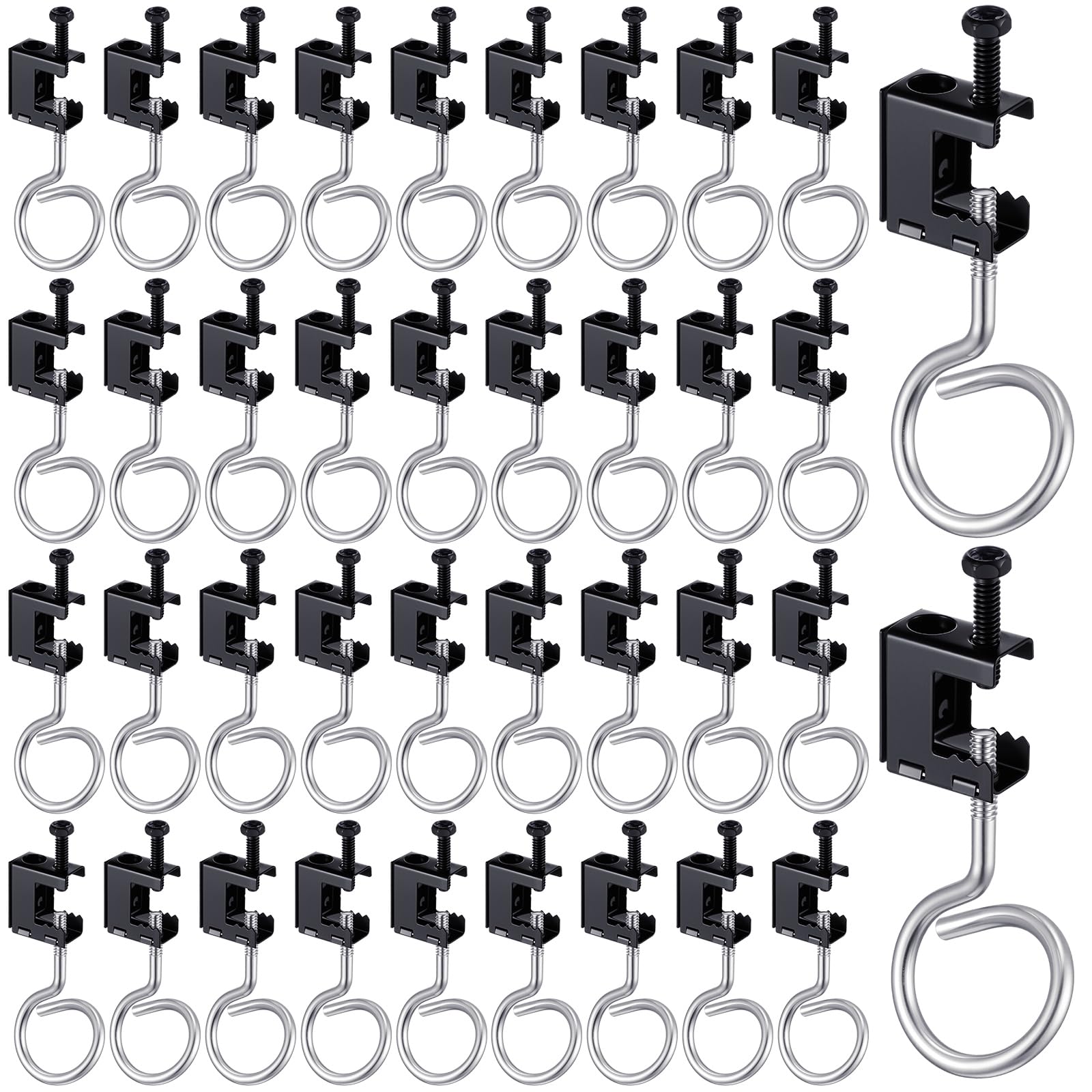 Tandefio 50 Set 1/4-Zoll-20 Federstahlträgerschellen, Metallbalkenaufhänger, Schraubklemme mit Metall-Maschinengewinde, Zaumringe für Rohrkabel, Holzbearbeitungswerkzeug (3,8 cm Zaumzeugringe)