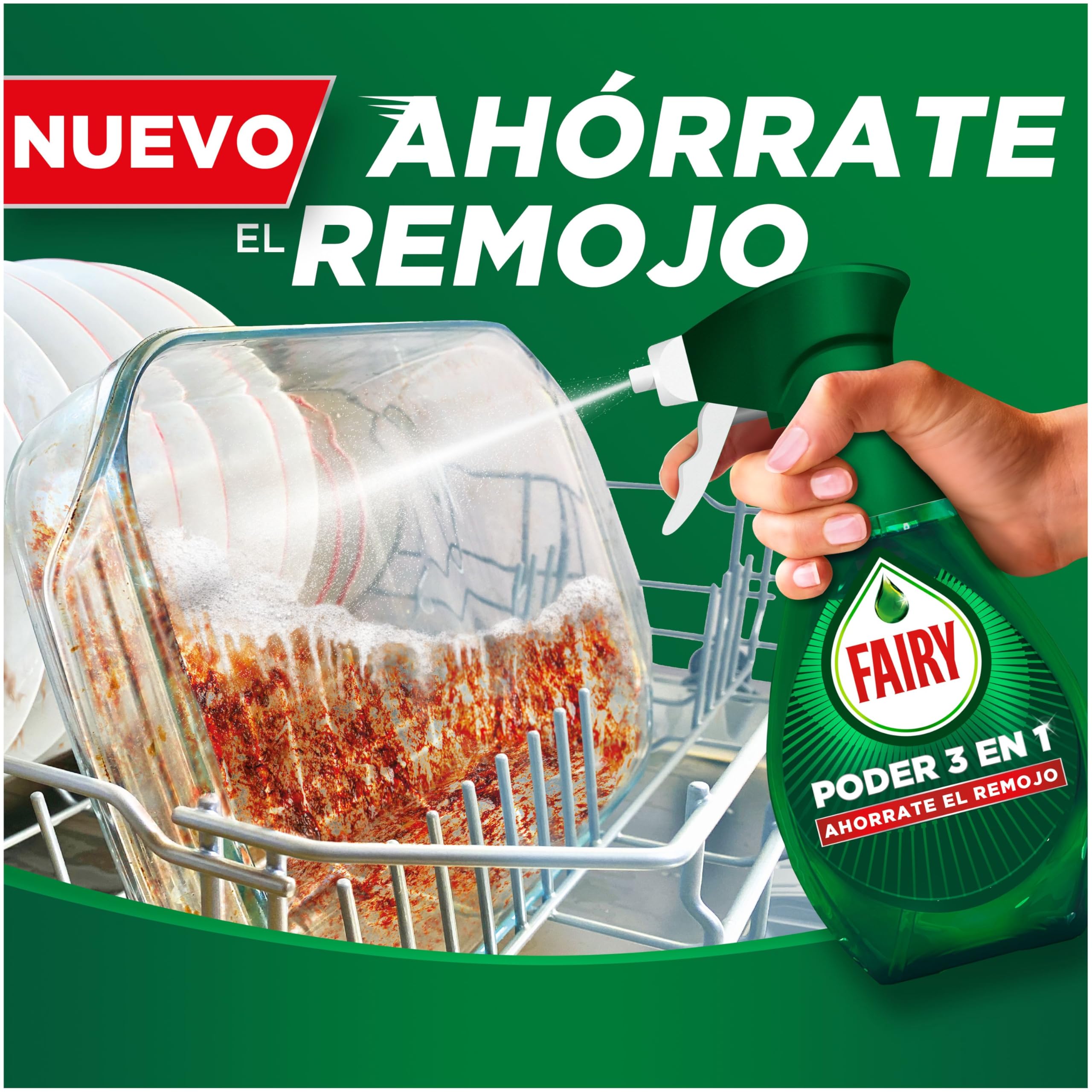 Fairy Poder Sin Remojo Limón Spray Recambio, Vajilla y Cocina, Antigrasa, 2000ml, Paquete de 4