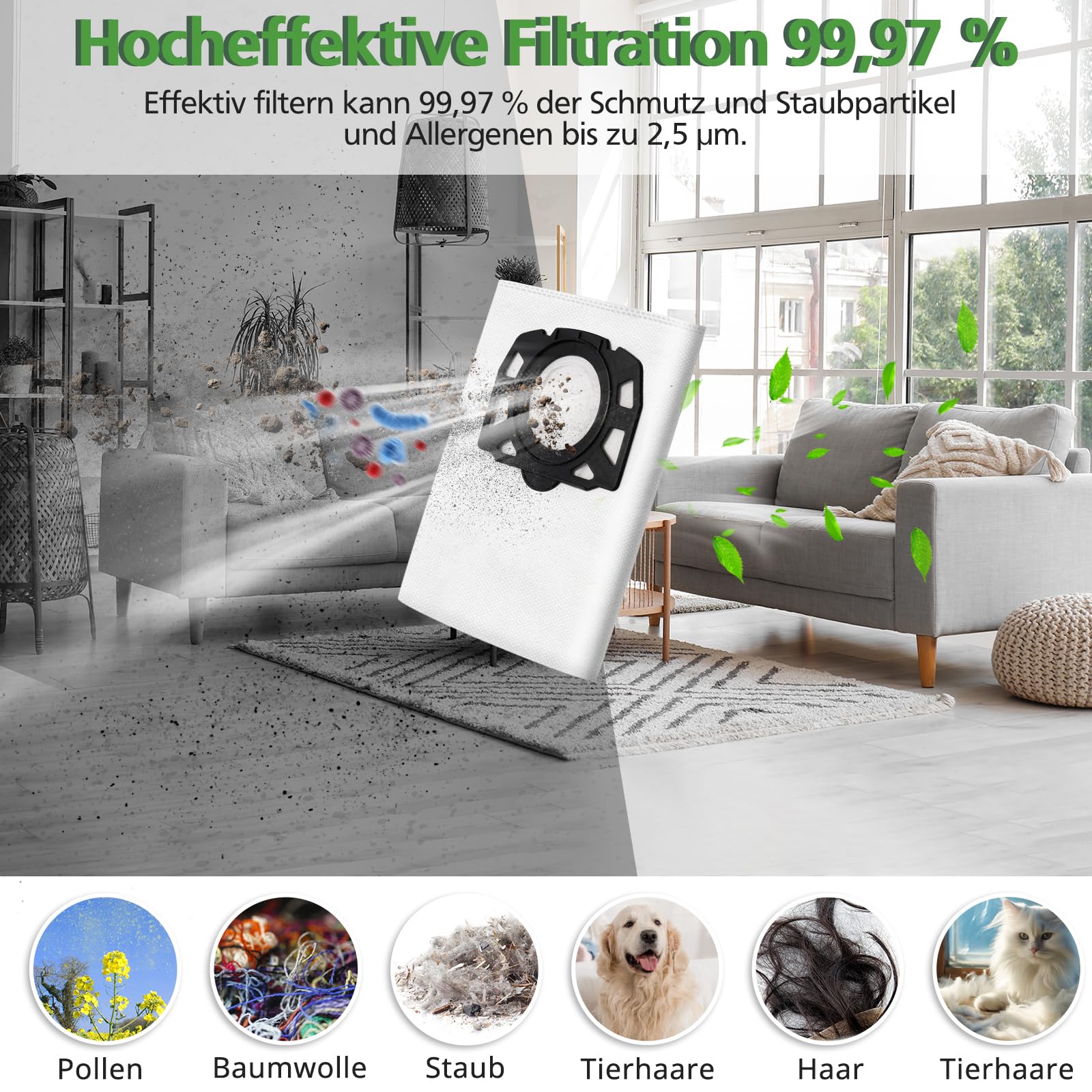 Lot De 12 Sacs D'Aspirateur Kärcher KFI 357 – Compatibles Avec WD3, WD2 Plus, KWD3, KWD2, KWD1, MV3, SE4001, SE4002 – Taille 30x25x7,5 Cm
