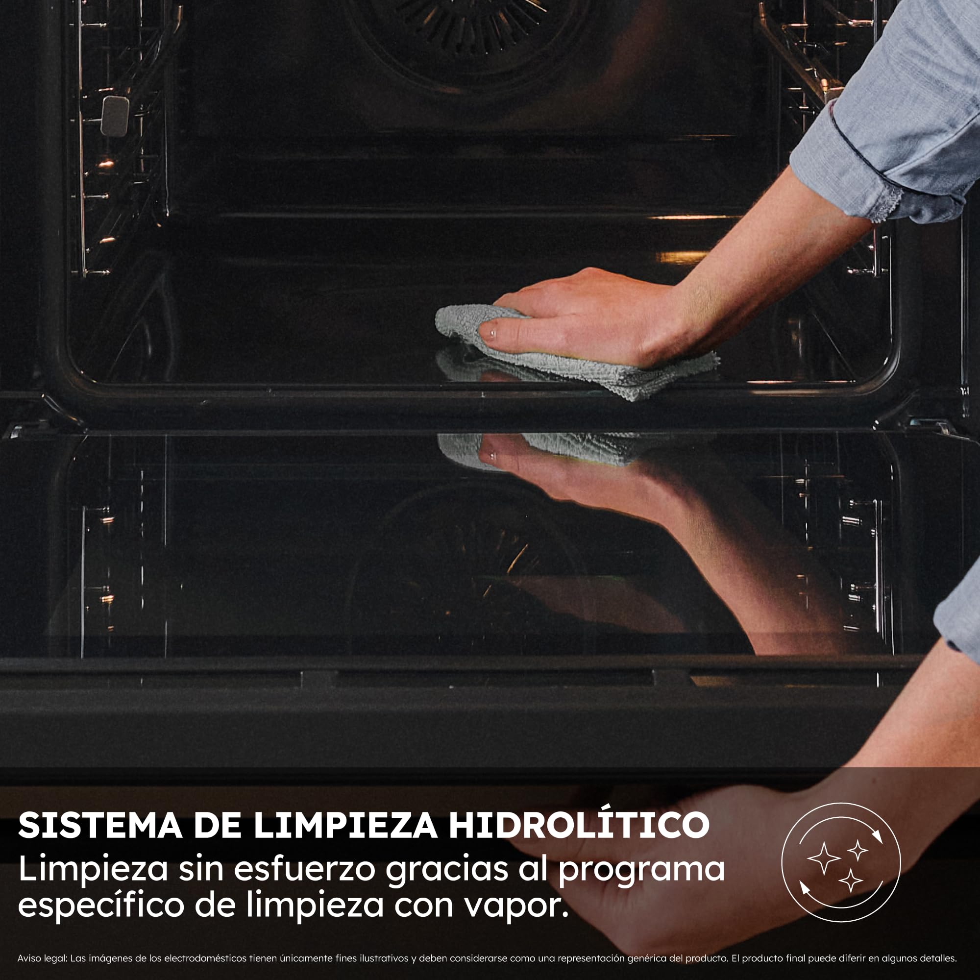Haier ID Series 2 H6 ID2P3T1HTX - Horno Multifunción Hidrolítico, 78L, Cocción multinivel, 9 Funciones, Display táctil y mandos giratorios, Guía Telescópica, 2 Cristales en puerta, Negro e Inox