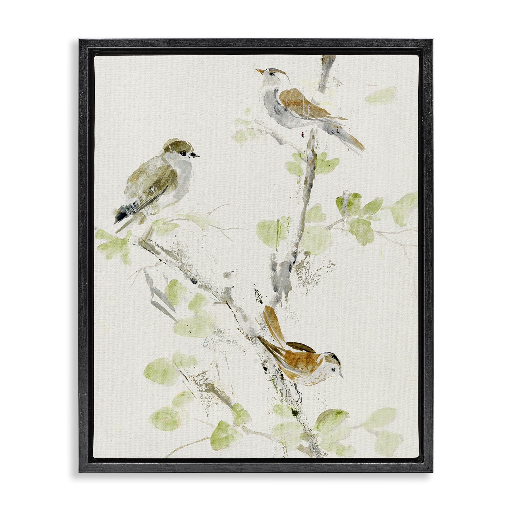 Stupell Industries 'Delicate Feathers Abstraction', Floating Frame Canvas Art, Black, 25 x 31 Inches, Easy to Hang and Sturdy, Made in USA, by Lorenzo Collective
