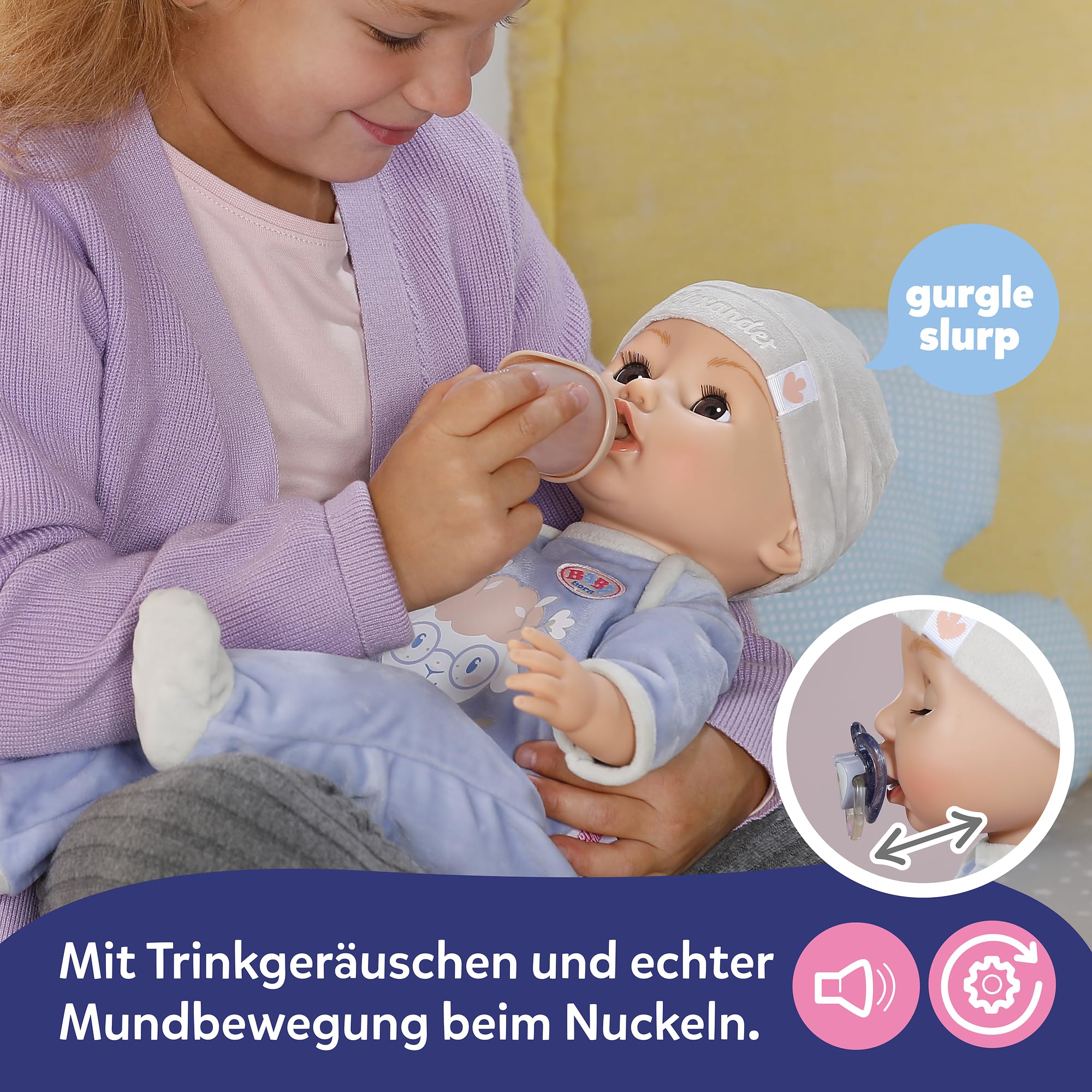 BABY Born Alexander 43cm, weiche 43cm große Puppe mit 7 elektronischen Funktionen und Sound für Kinder ab 3 Jahren, inkl. Zubehör