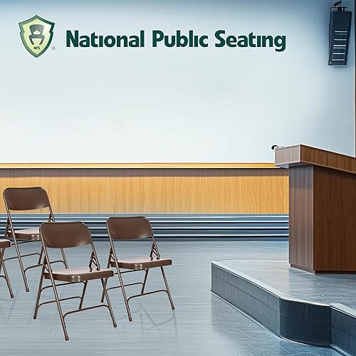 Miniatura 6 de National Public Seating - Sillas plegables portátiles de acero de la serie 300, sillas plegables de alta resistencia para interiores y exteriores,