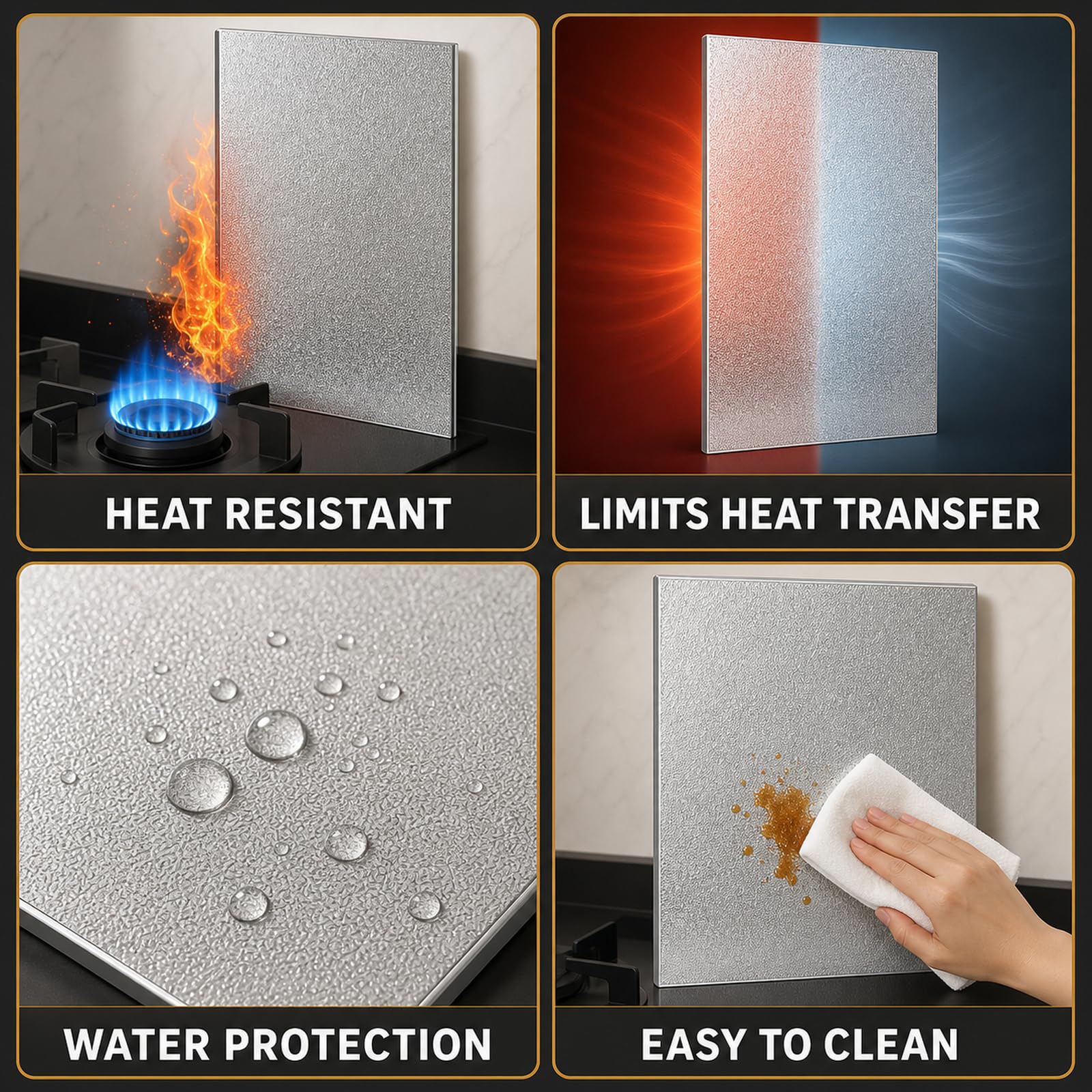 Panel de protección térmica,Panel de protección térmica de Aluminio,Panel Aislante térmico para refrigerador,Protector térmico Cocina,para Estufa,Armario de Cocina y protección de Pared