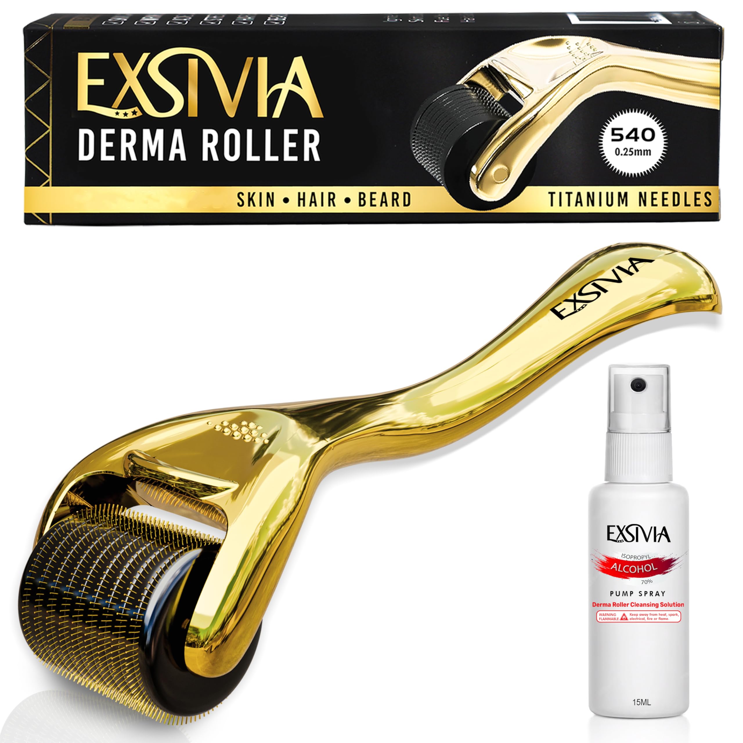 Derma Roller for Face Beard and Hair - 0 25mm Microneedle Titanium Needles Roller For Men and Women