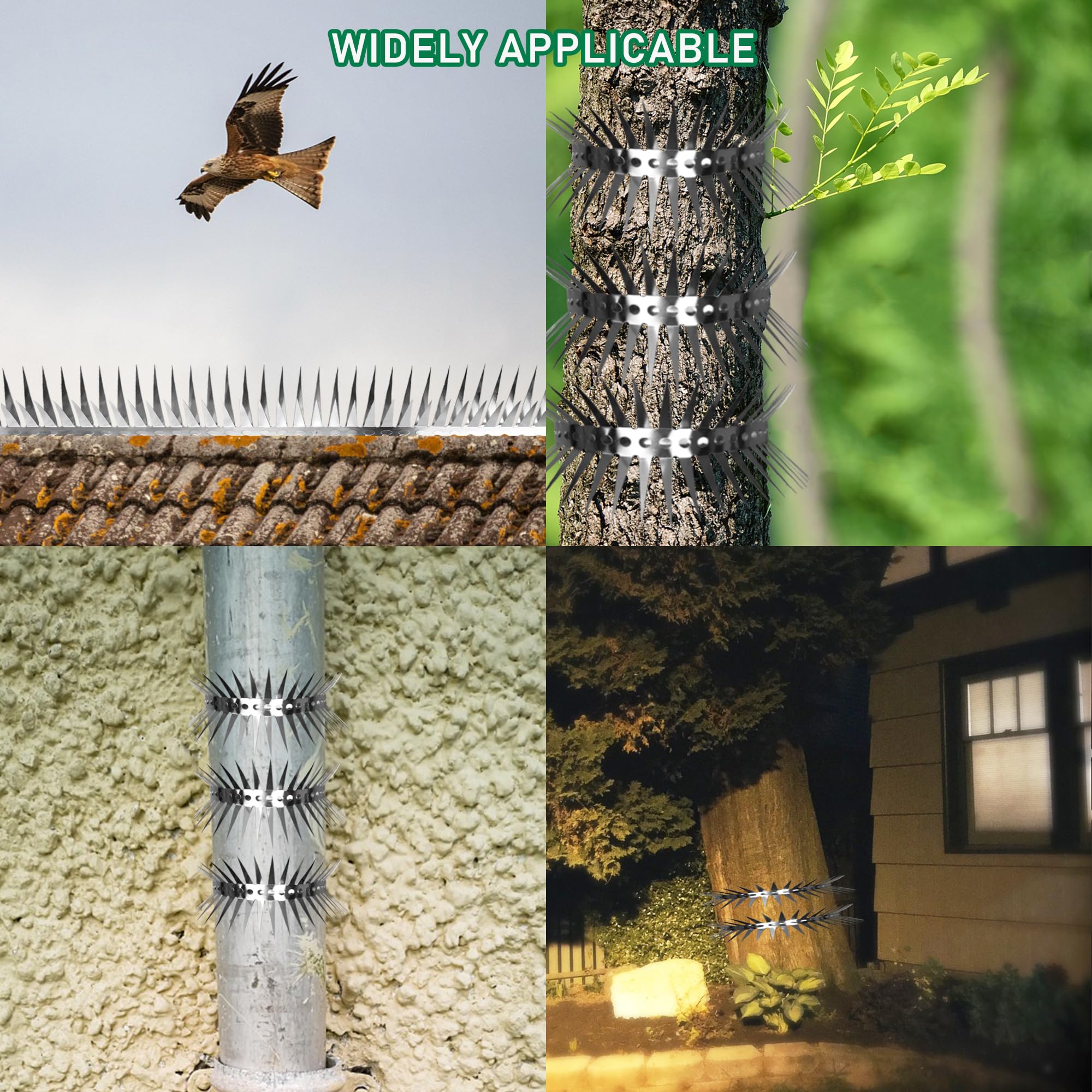 Vogelspikes-Set 12 Stück, 3,1 M - Taubenabwehr, ABS-Material, Für Zaun, Balkon, Dach (schwarz)
