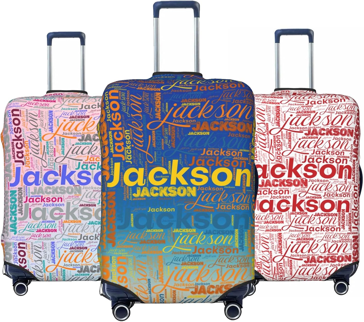 Personalized Custom Luggage Cover Personalized Double-Sided Suitcase Cover Add Your Name Design Travel Protector Elastic Washable Baggage Covers L Fit Baggage Size 25-28 In
