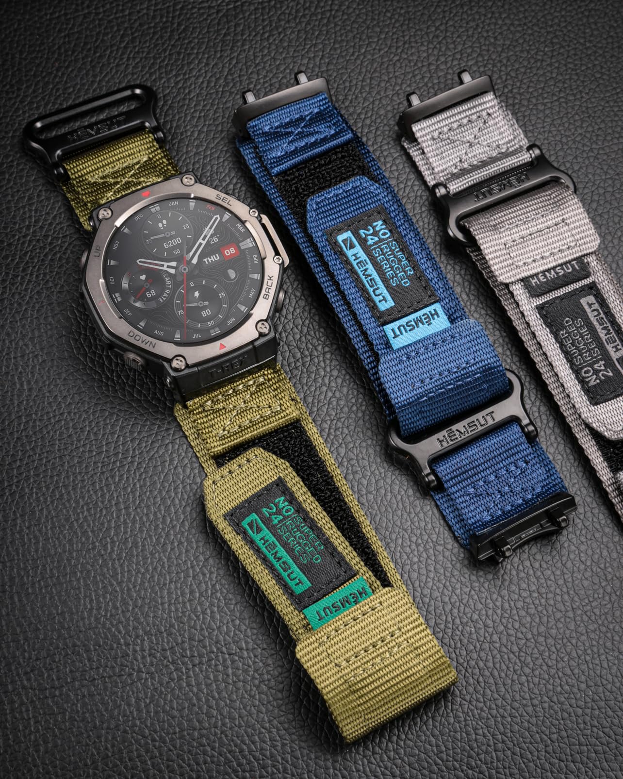 SMITHA Bracelets de montre compatibles avec Amazfit T-Rex, T-Rex PRO, T-Rex 2, T-Rex 3 ou T-Rex 3 PRO (48 mm)/(44 mm), T-Rex Ultra 1/2, bracelet de sport en nylon robuste, fermeture militaire