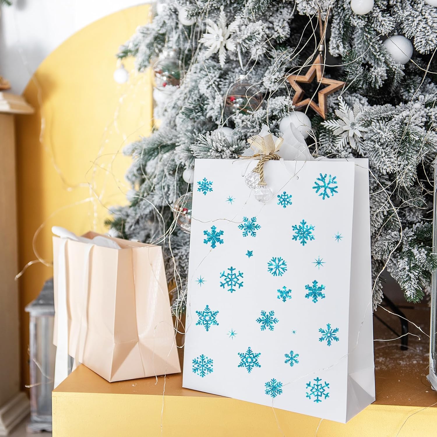 Whaline 330Pcs Winter Christmas Stickers Glitter Blue Snowflake Self-Adhesive Decals for Xmas Home Party DIY Crafts Supplies, 10 Sheets - Image 5