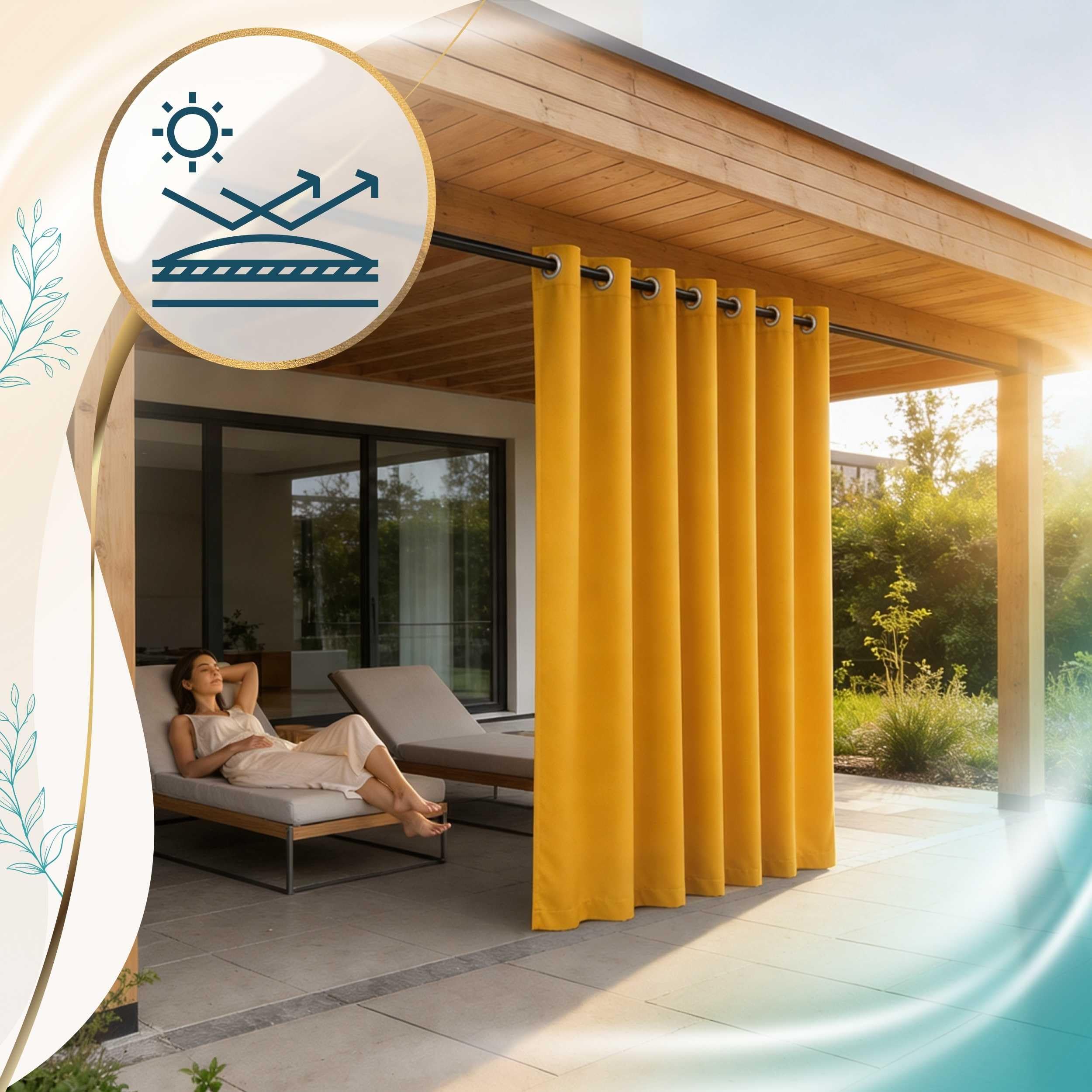 Outdoor Vorhang Grün 155x260 cm UV-beständig farbecht XXL | Polyester Oxford 500D wetterfest UV-Schutz · bodenlange 260 cm · für Pergola, Pavillon, Veranda, Pool, Patio