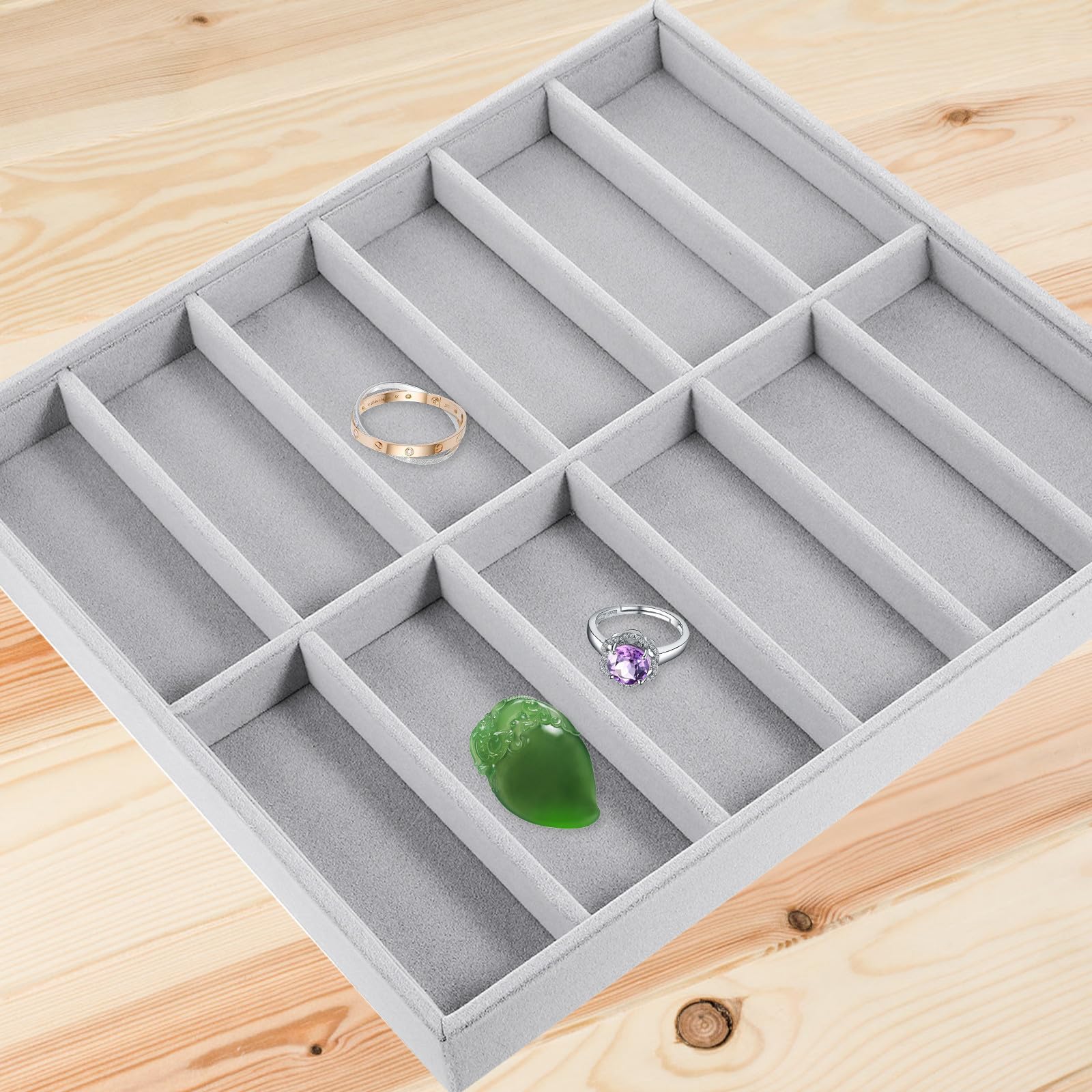 Brillenorganizer mit 12 Fächern aus Fusselflausch, Stapelbar