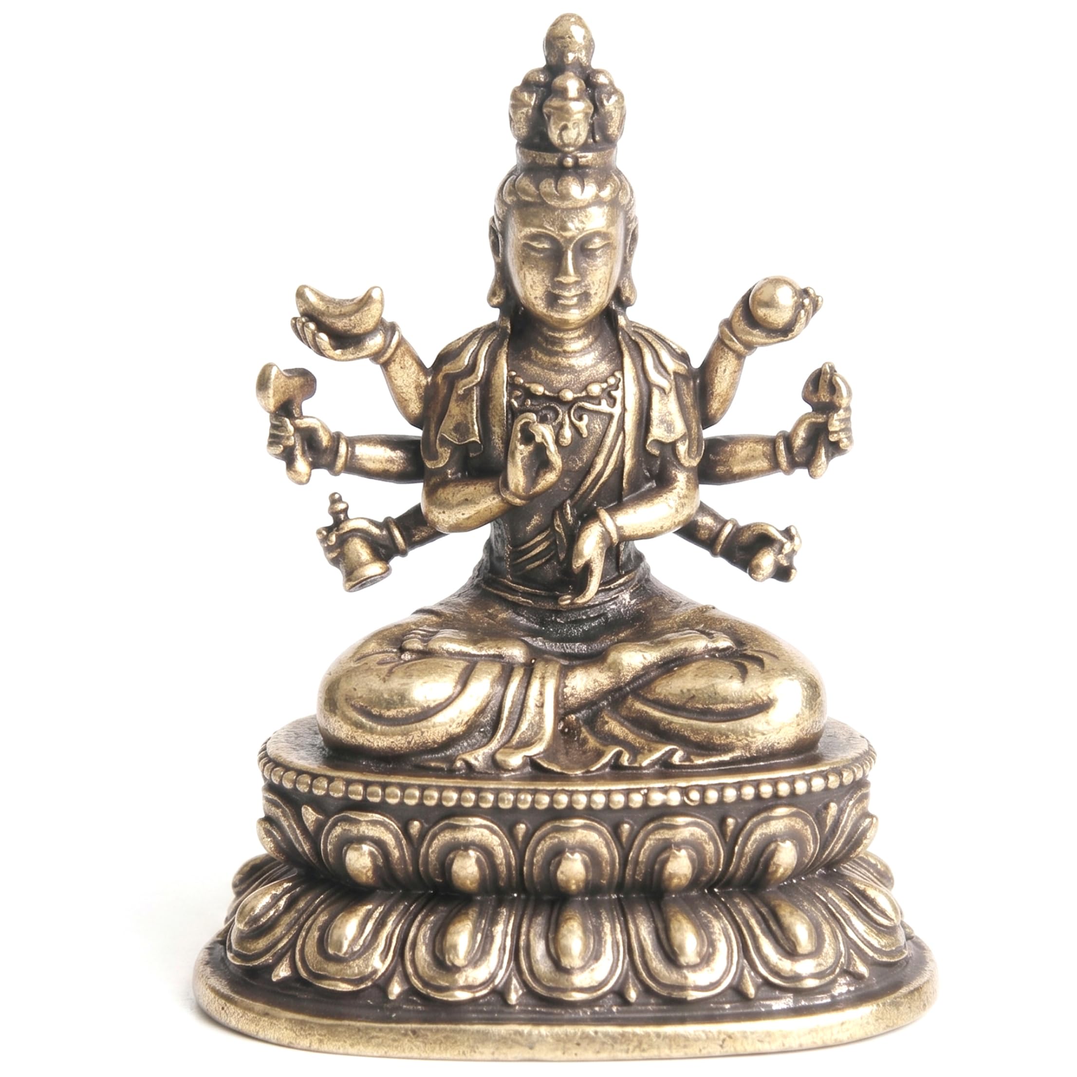 Statue de Bouddha pour espace méditation et yoga rituel de sérénité Guanyin en laiton