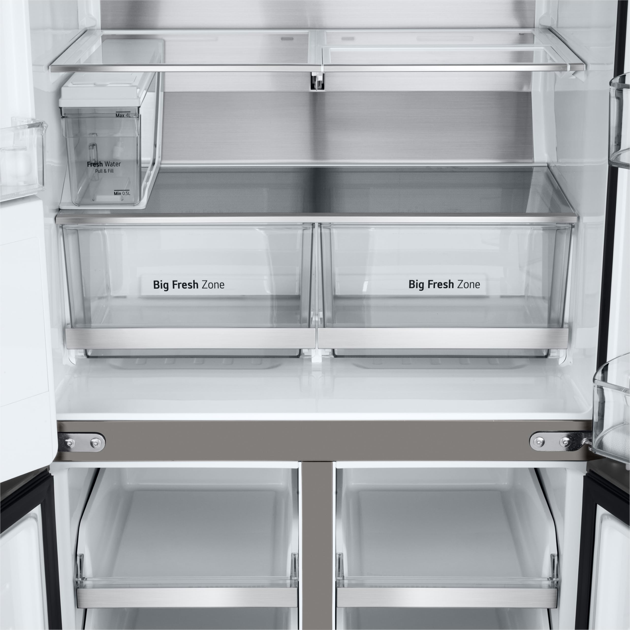 LG GMG861MBAE SLIM Multi-Door Kühlschrank mit Gefrierfach (508 L, Energieklasse E) mit InstaView, Eis- und Wasserspender, UVNano, Total No Frost, Silber
