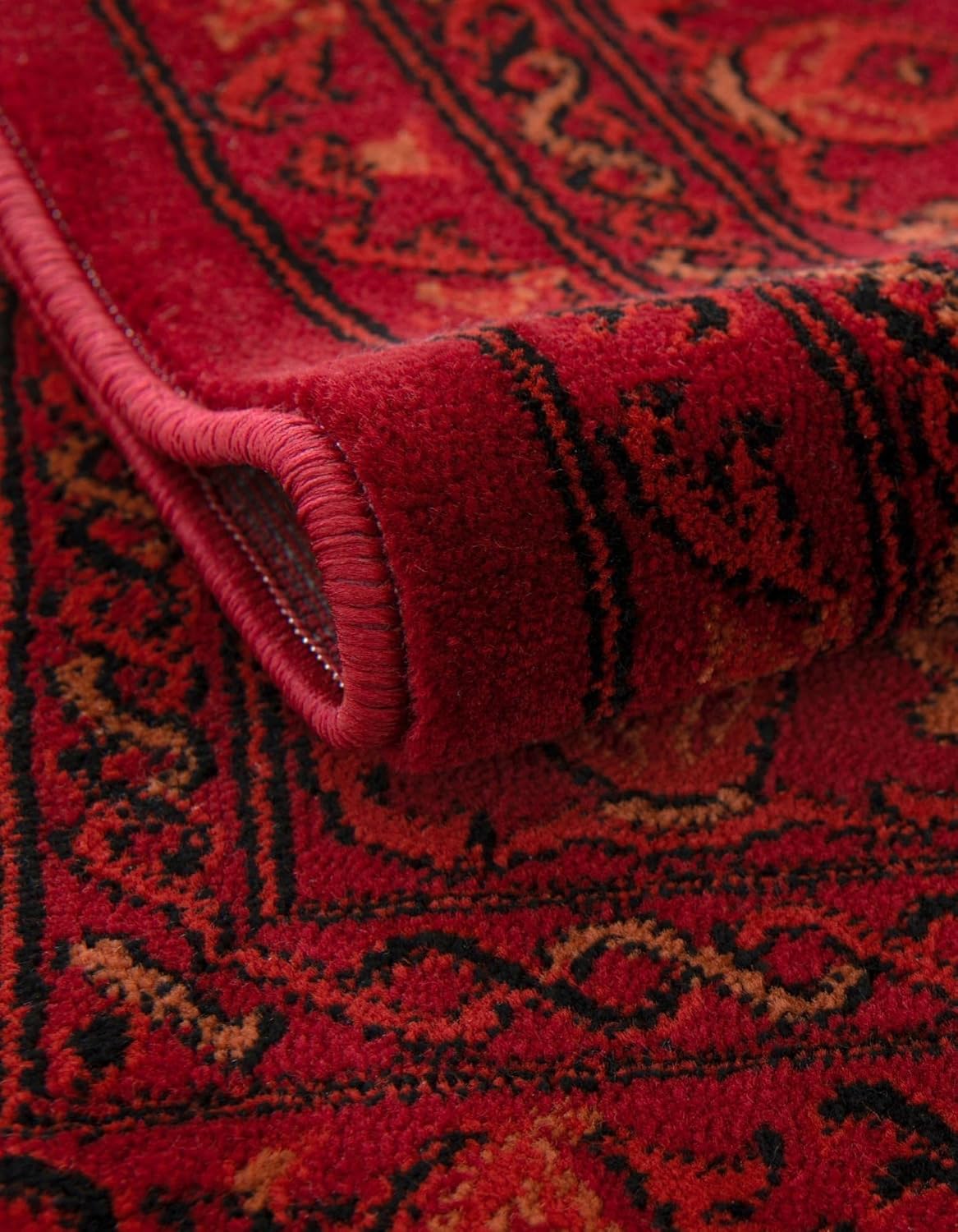 Unique Loom Tekke Collection Over-Dyed Saturated Traditional Torkaman Area Rug (5' 0 x 8' 0 Rectangular, Red/Black)