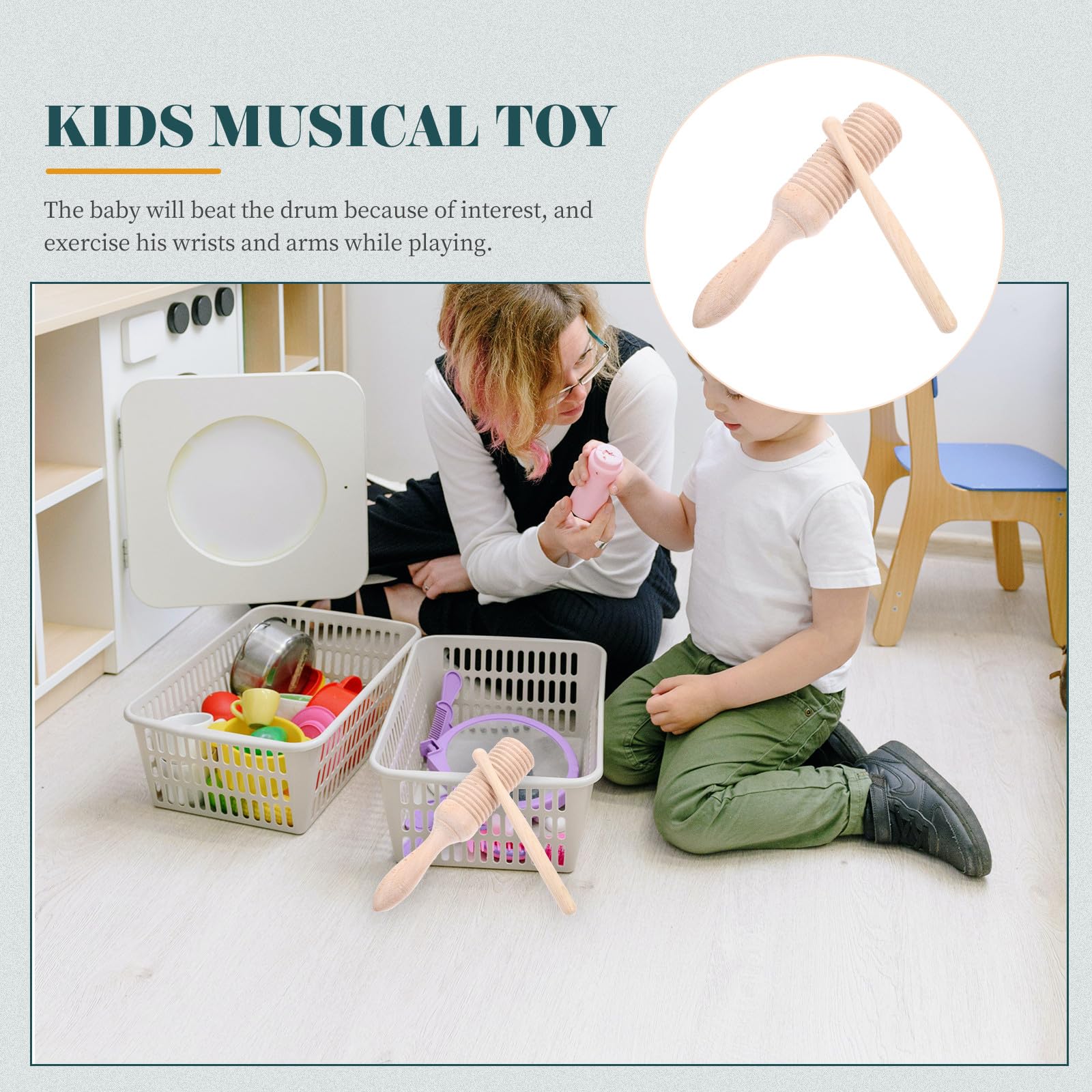 Toddmomy 6 Pezzi di Strumenti Musicali a Percussione in Legno Guiro per Bambini Piccoli, Set di Giocattoli Educativi Precoci