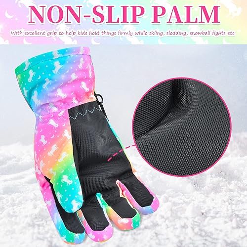 Miniatura 5 de Guantes de nieve de invierno para niños, guantes de esquí impermeables para niñas, guantes de nieve para niños pequeños, guantes de snowboard para