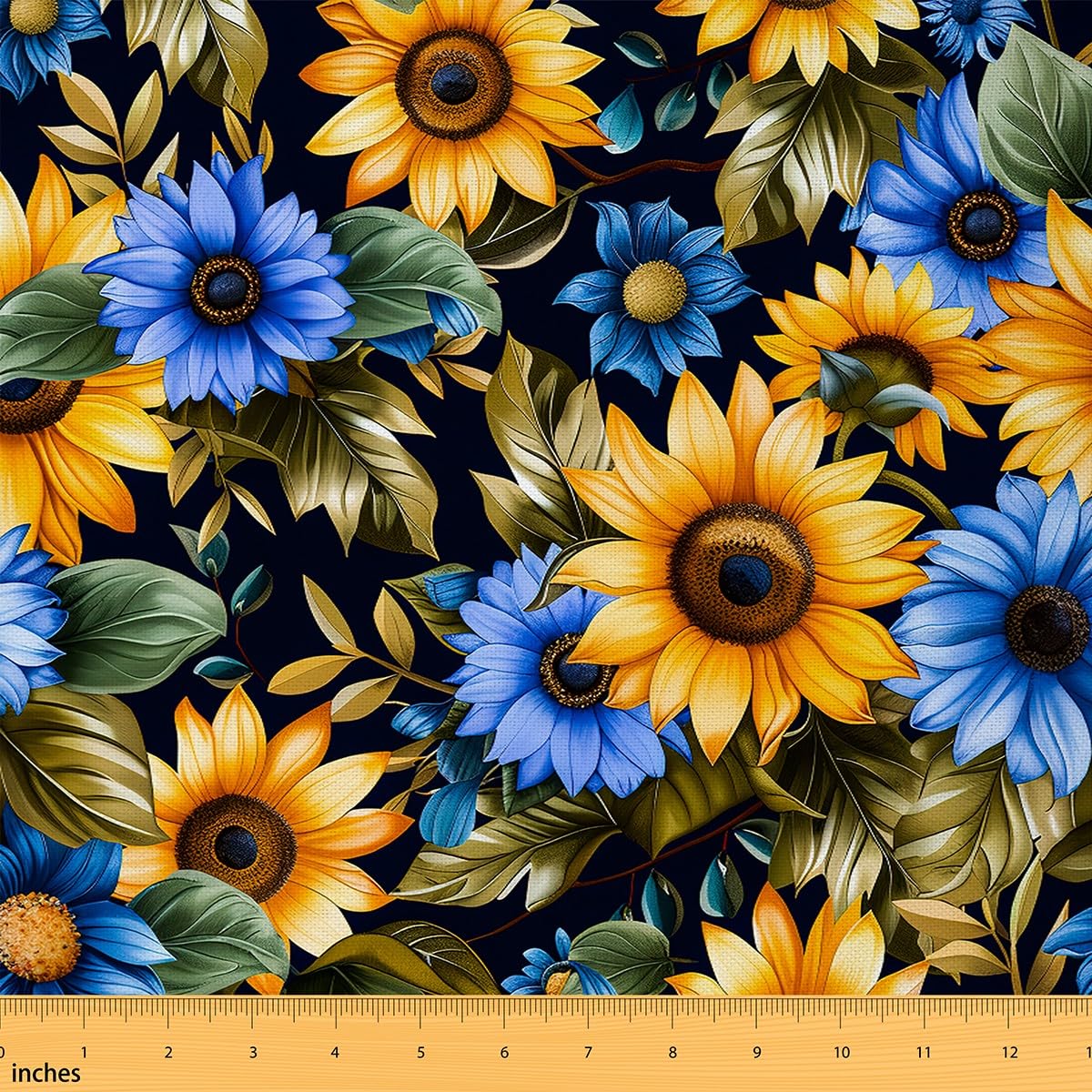 Feelyou Flower Fabric by The Yard 3 Yards Sunflower Decorative Waterproof Outdoor Fabric Botanical Floral Print Upholstery Fabric for Chairs Country