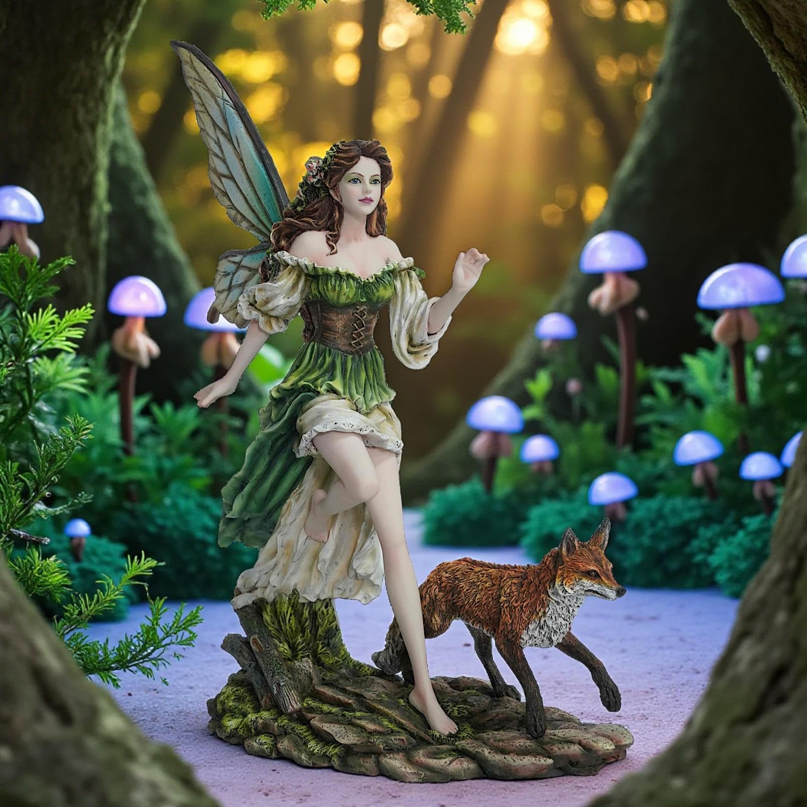 Osiris Trading UK Fantasy Fairy Figurine with Fox Woodland Resin Statue Mythical Ornament 40.5cm