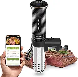 KitchenBoss Máquina de Sous Vide Wifi: Controle de Aplicativo Circulador de Imersão de Precisão Ultra-silenciosa, Aço Inoxidável Impermeável IPX7 1100W Máquinas Profissionais de Cozimento de Baixa